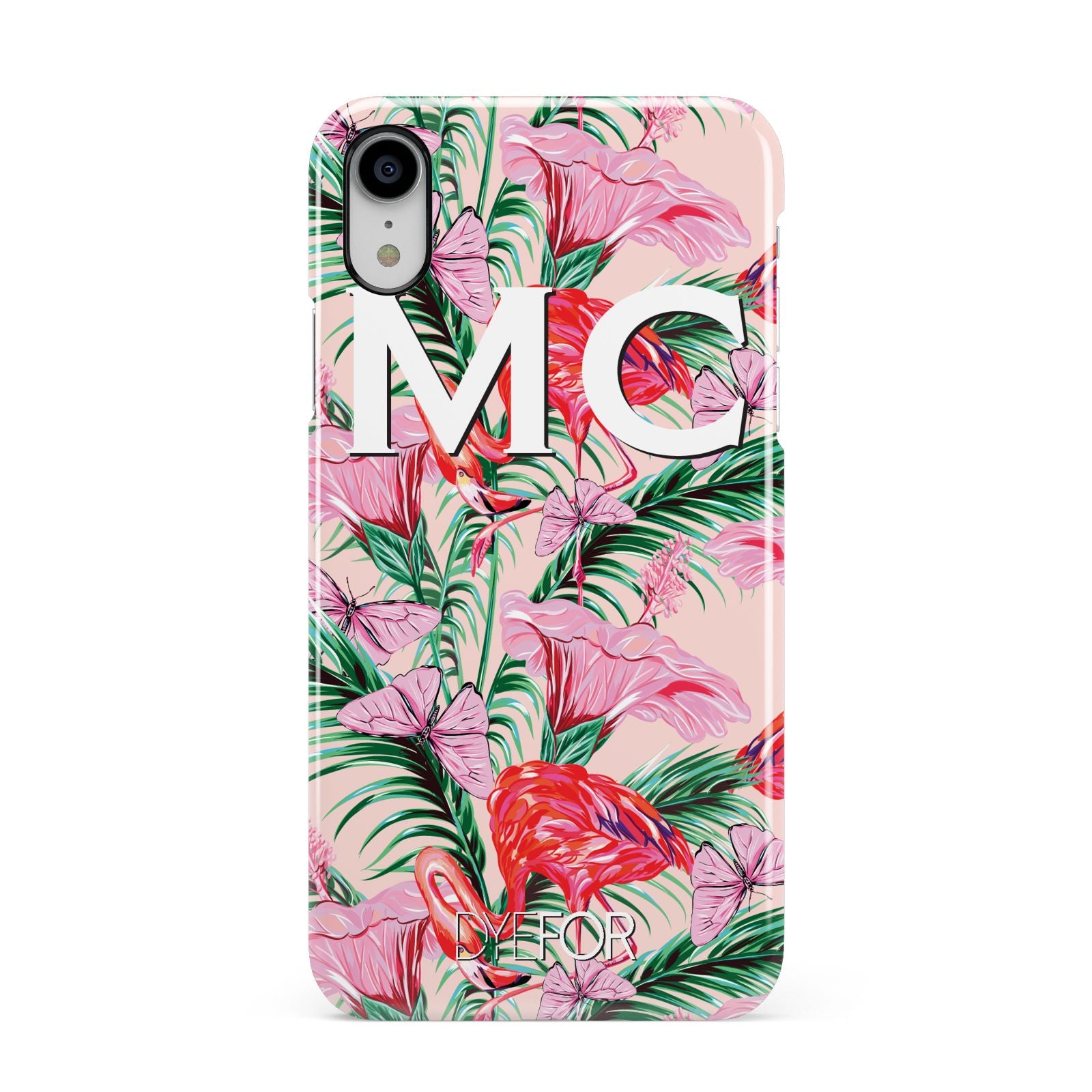 Personalised Tropical Pink Flamingo Apple iPhone XR White 3D Snap Case