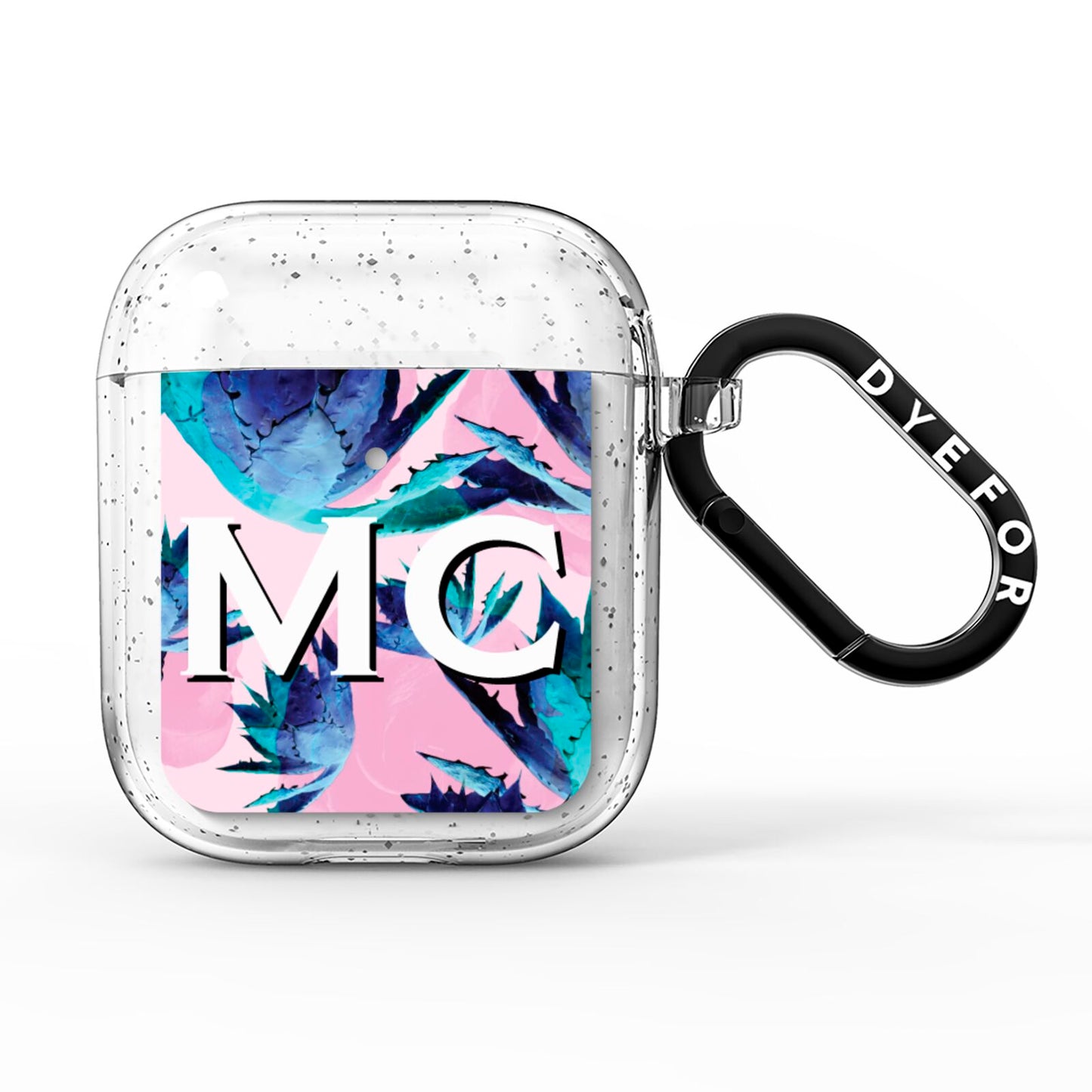 Personalised Tropical Pink Green Abstract AirPods Glitter Case