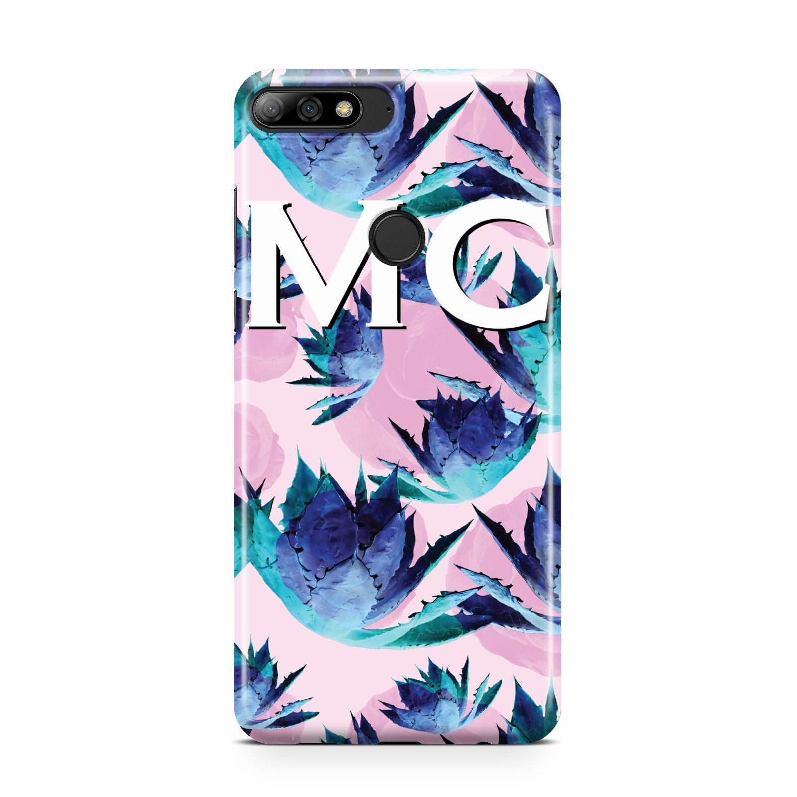 Personalised Tropical Pink Green Abstract Huawei Y7 2018