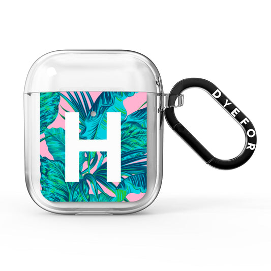 Personalised Tropical Pink and Green AirPods Clear Case