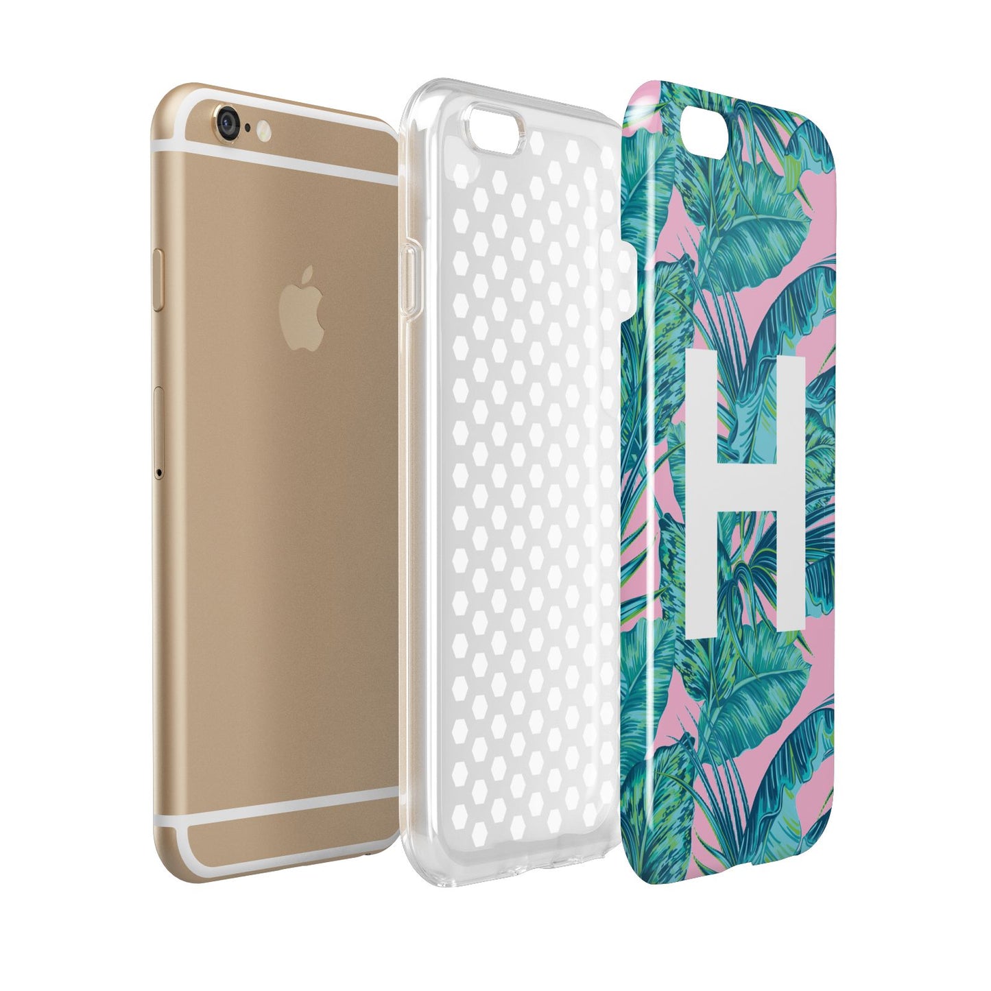 Personalised Tropical Pink and Green Apple iPhone 6 3D Tough Case Expanded view