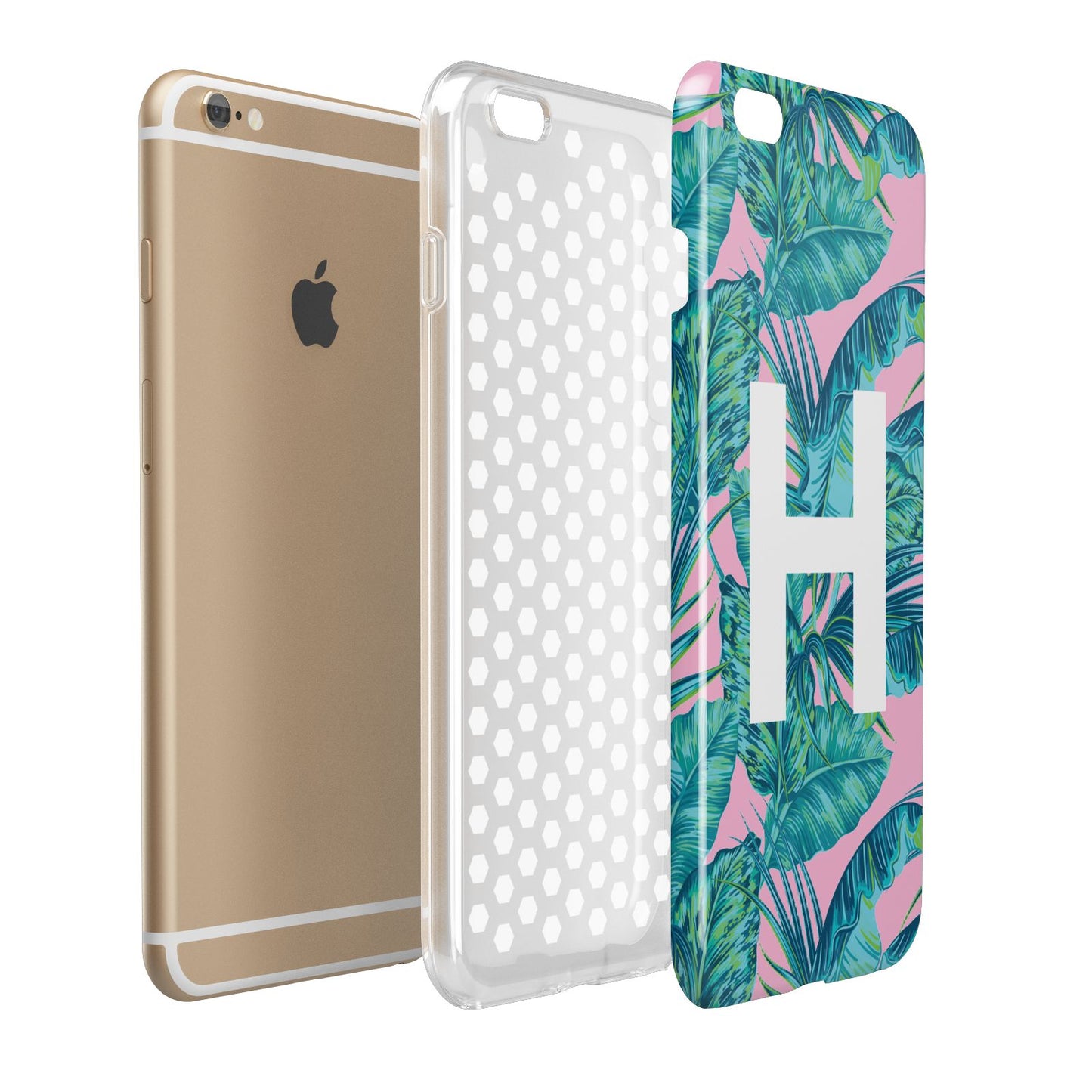 Personalised Tropical Pink and Green Apple iPhone 6 Plus 3D Tough Case