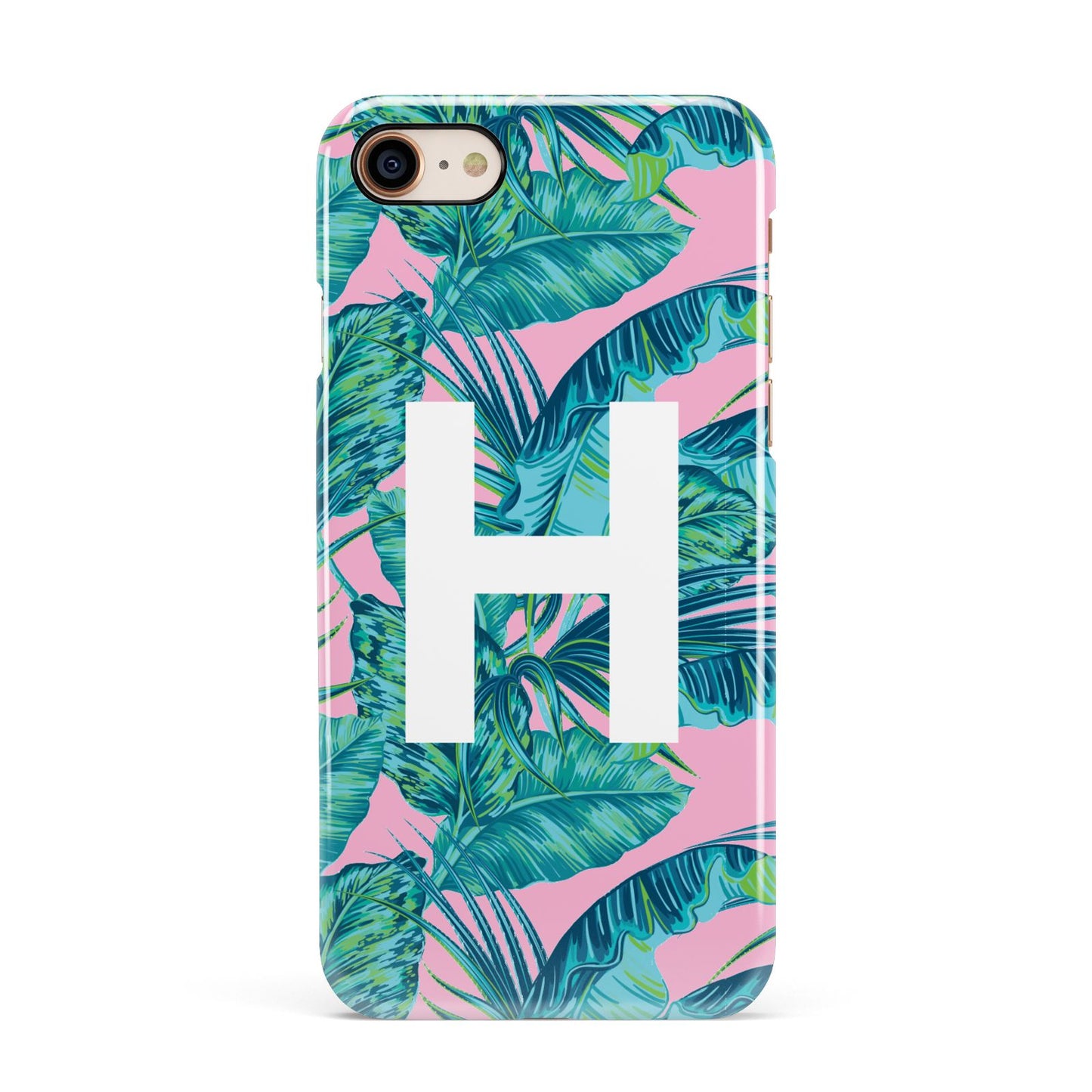 Personalised Tropical Pink and Green Apple iPhone 7 8 3D Snap Case