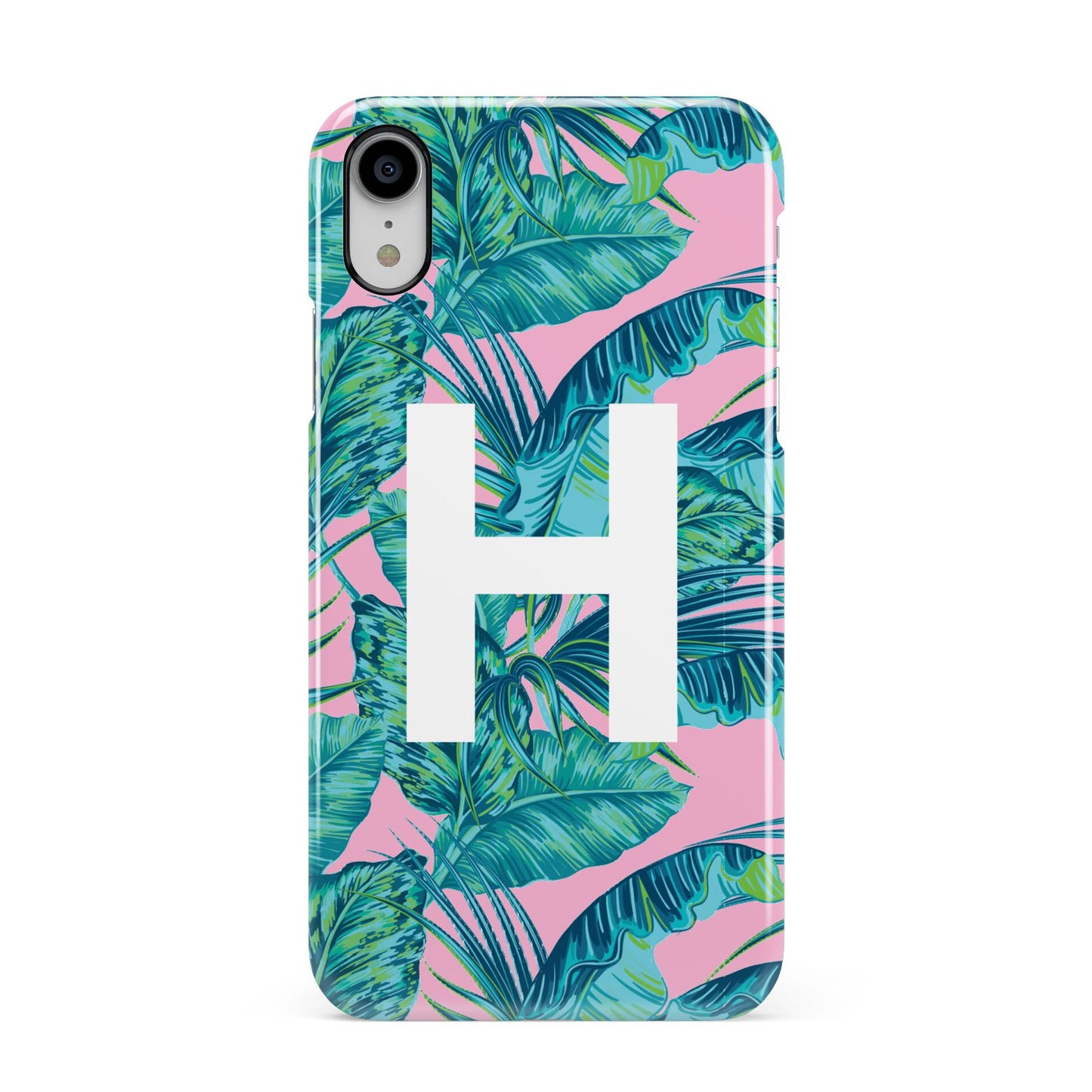 Personalised Tropical Pink and Green Apple iPhone XR White 3D Snap Case