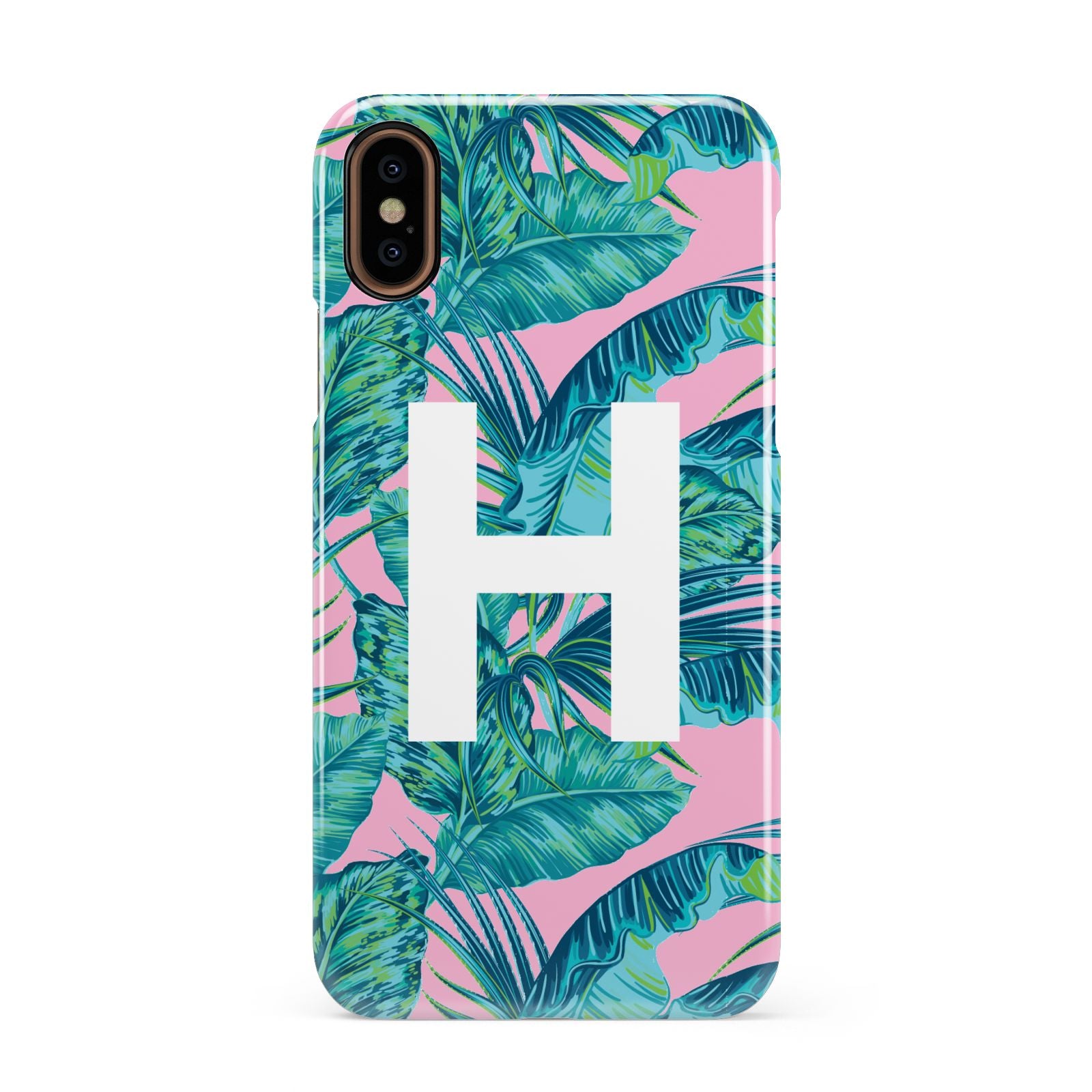 Personalised Tropical Pink and Green Apple iPhone XS 3D Snap Case