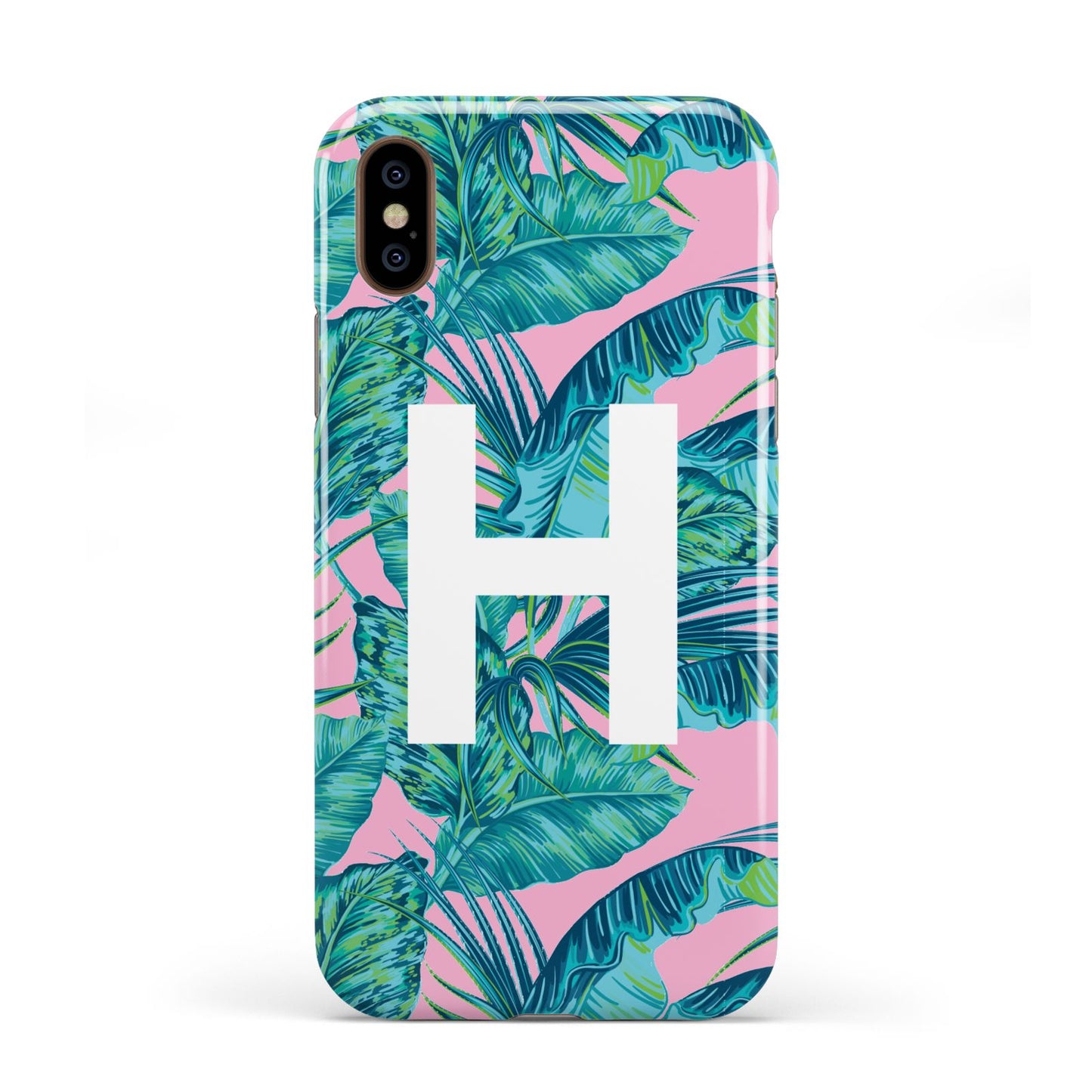 Personalised Tropical Pink and Green Apple iPhone XS 3D Tough