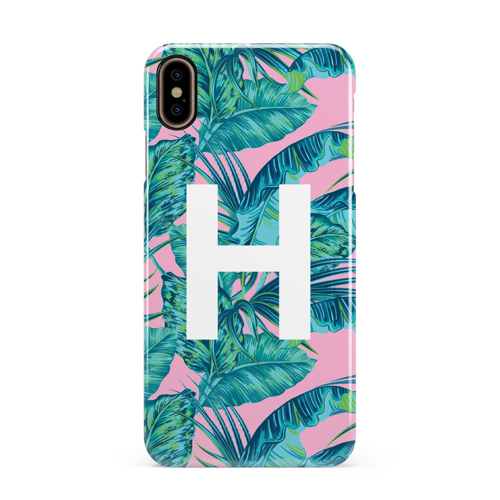 Personalised Tropical Pink and Green Apple iPhone Xs Max 3D Snap Case