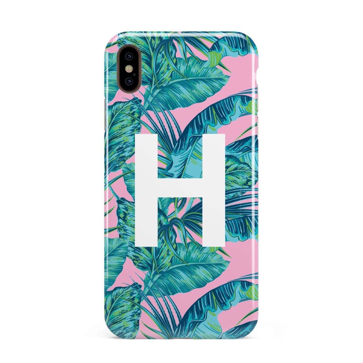 Personalised Tropical Pink and Green Apple iPhone Xs Max 3D Tough Case