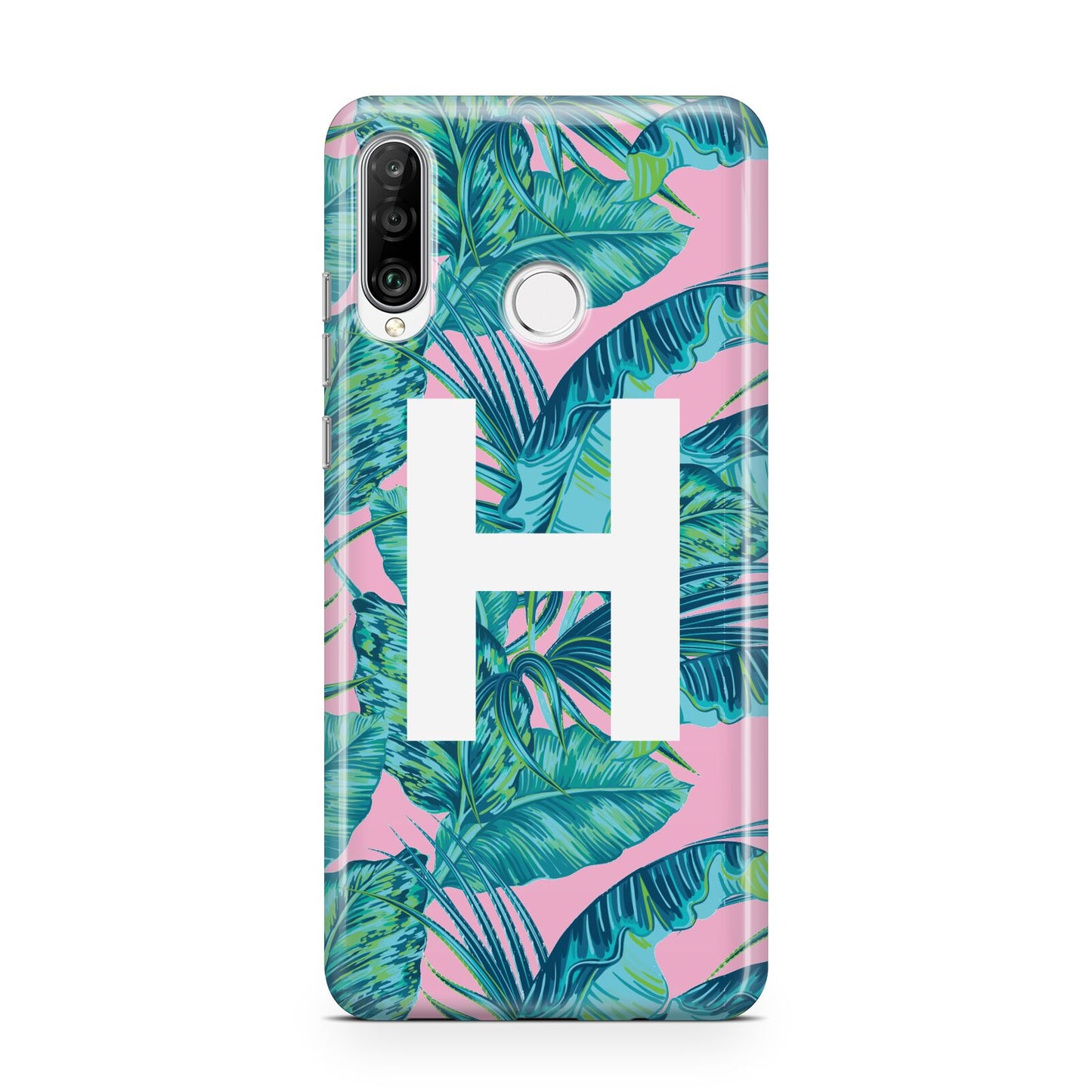 Personalised Tropical Pink and Green Huawei P30 Lite Phone Case