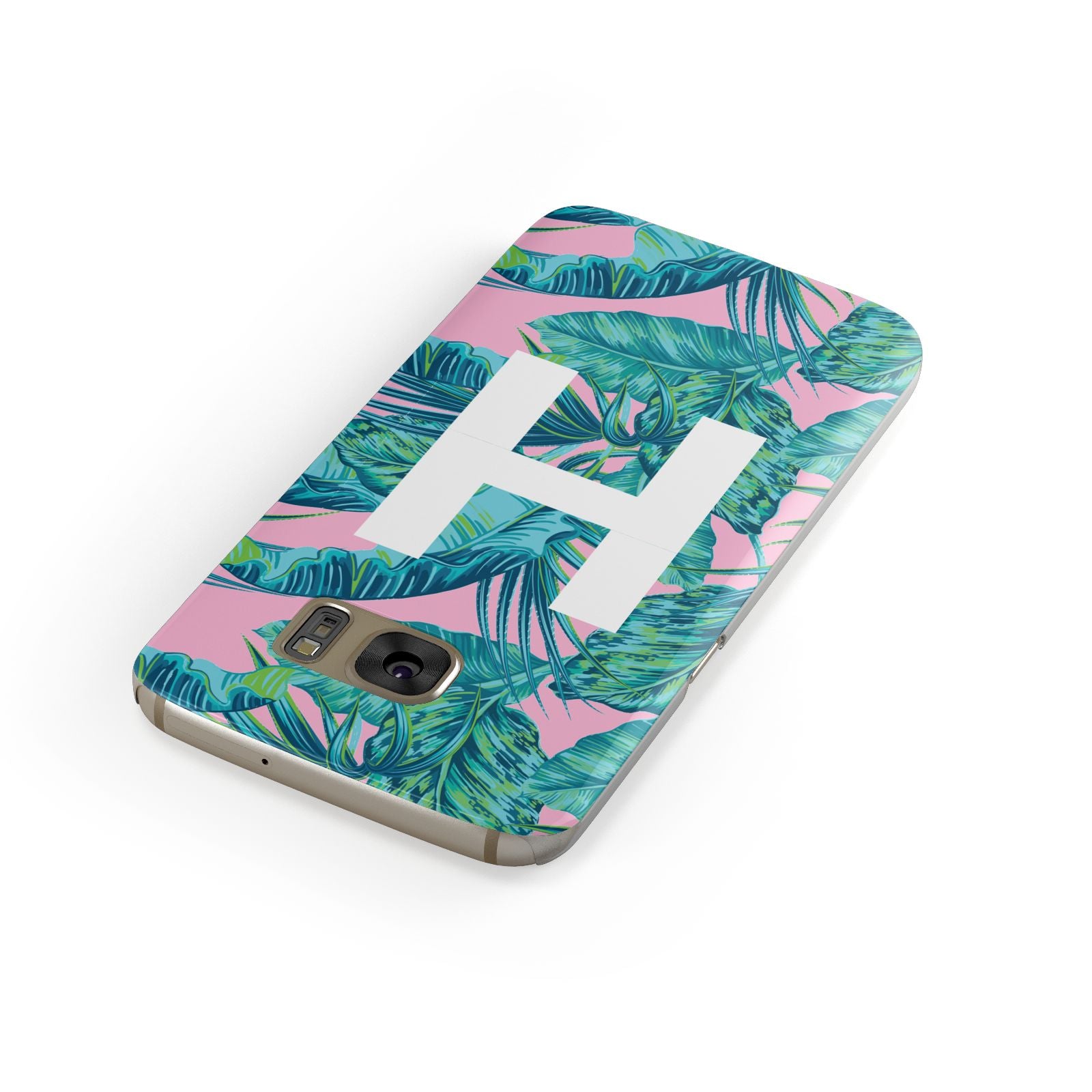 Personalised Tropical Pink and Green Samsung Galaxy Case Front Close Up