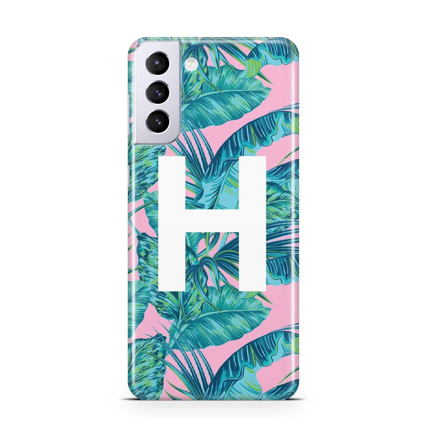 Personalised Tropical Pink and Green Samsung S21 Plus Phone Case