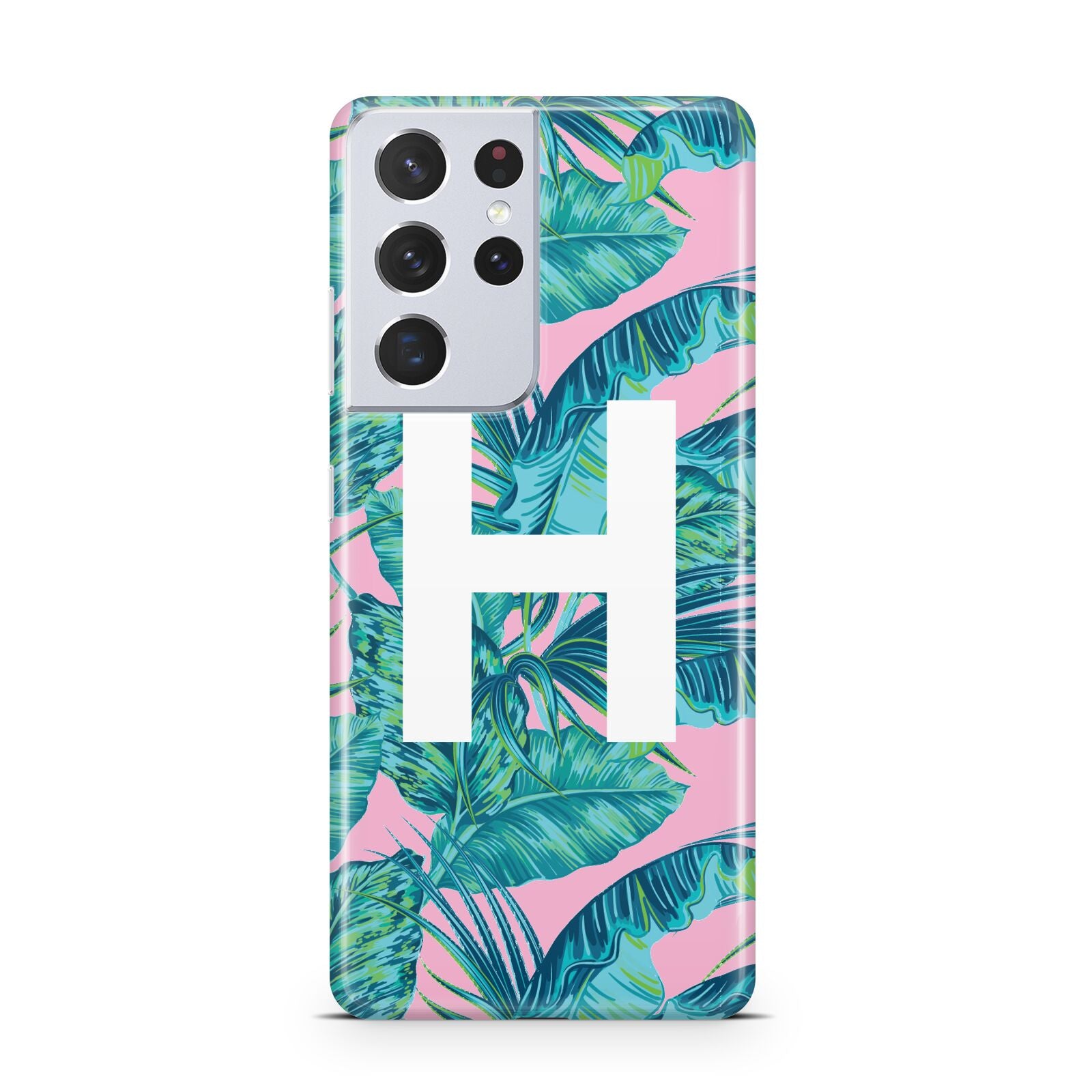 Personalised Tropical Pink and Green Samsung S21 Ultra Case