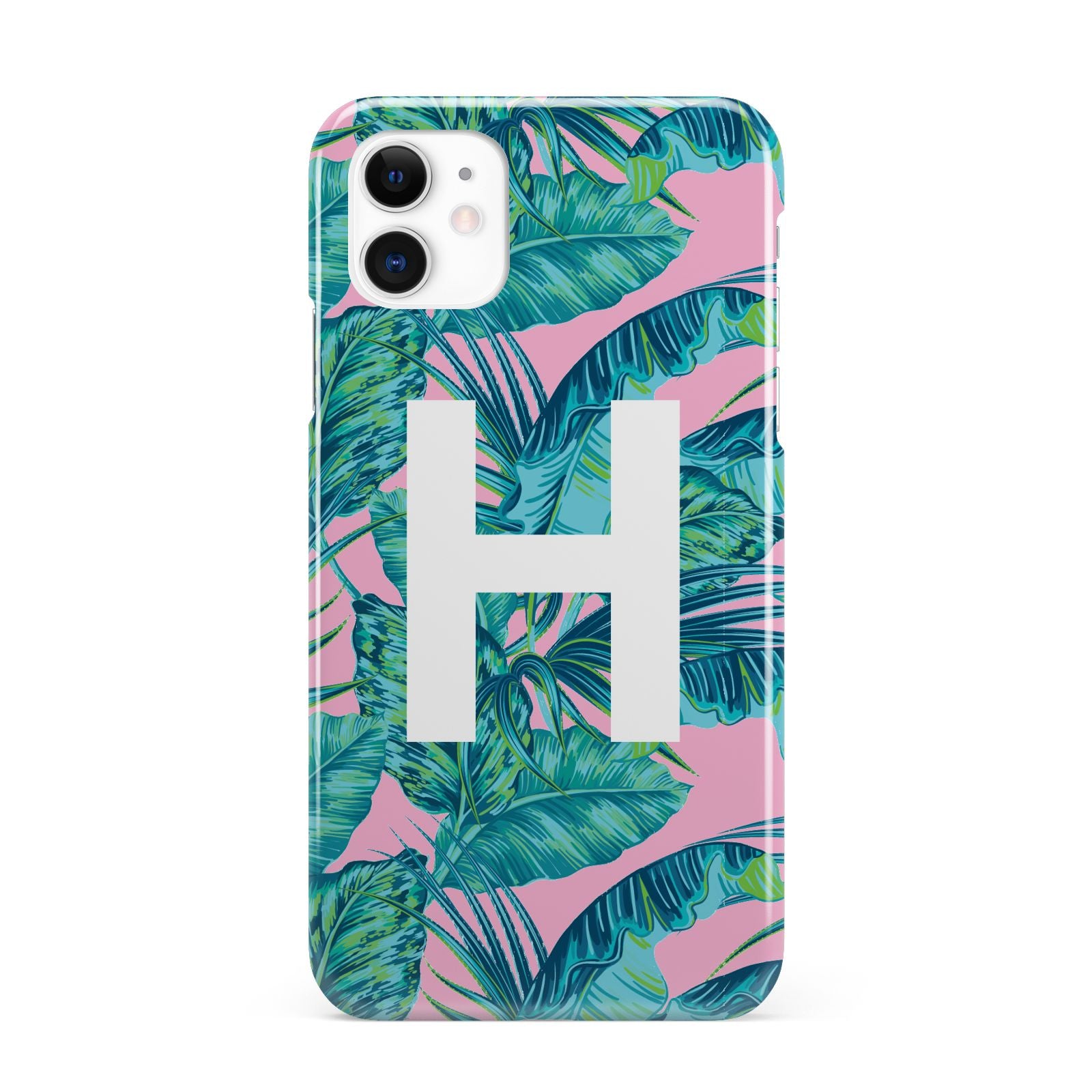 Personalised Tropical Pink and Green iPhone 11 3D Snap Case