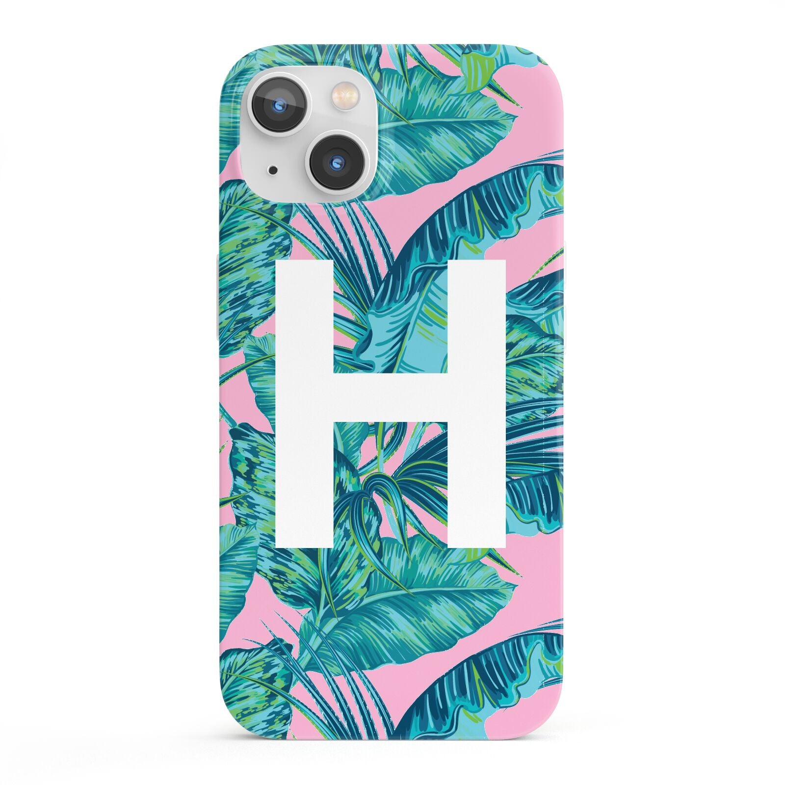 Personalised Tropical Pink and Green iPhone 13 Full Wrap 3D Snap Case