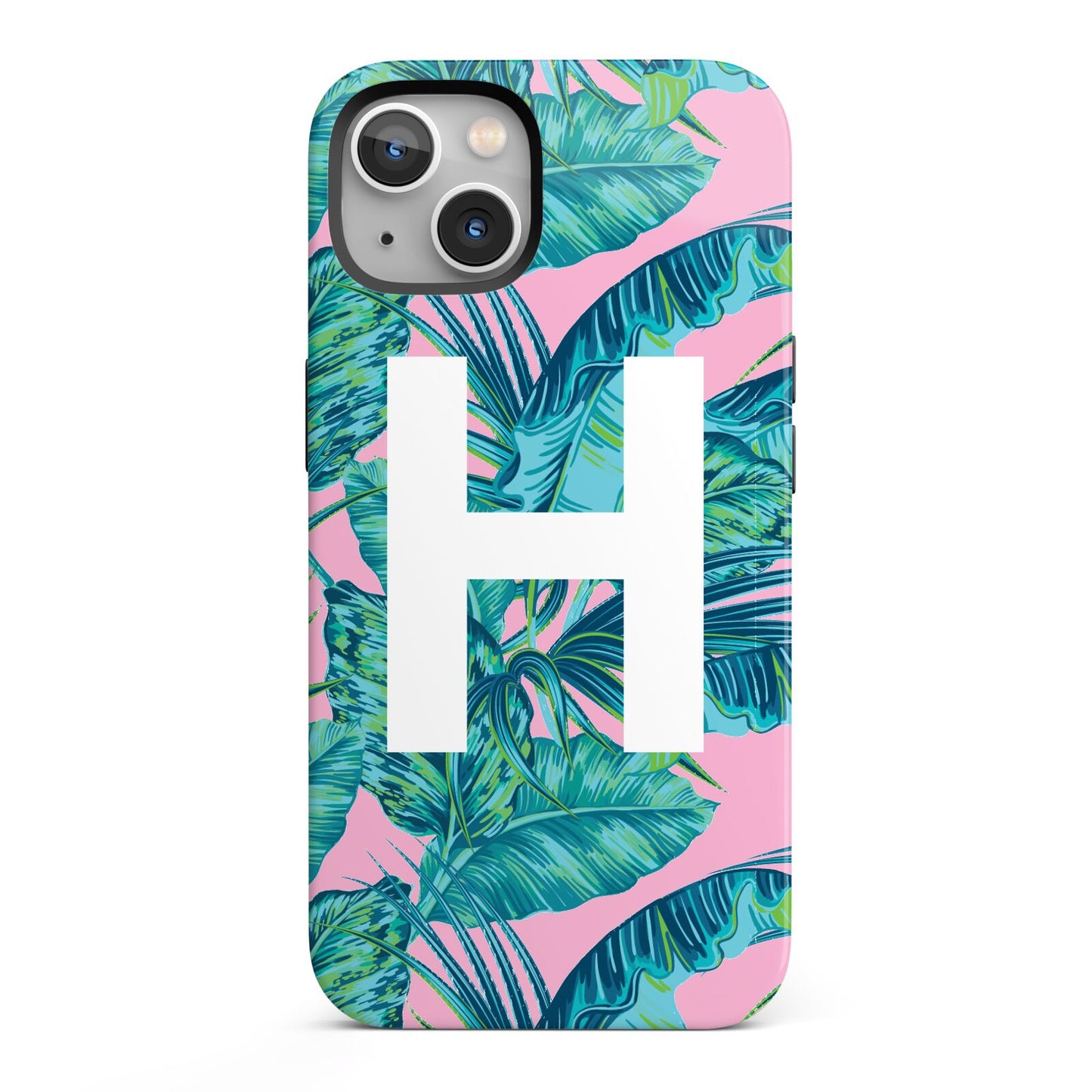 Personalised Tropical Pink and Green iPhone 13 Full Wrap 3D Tough Case