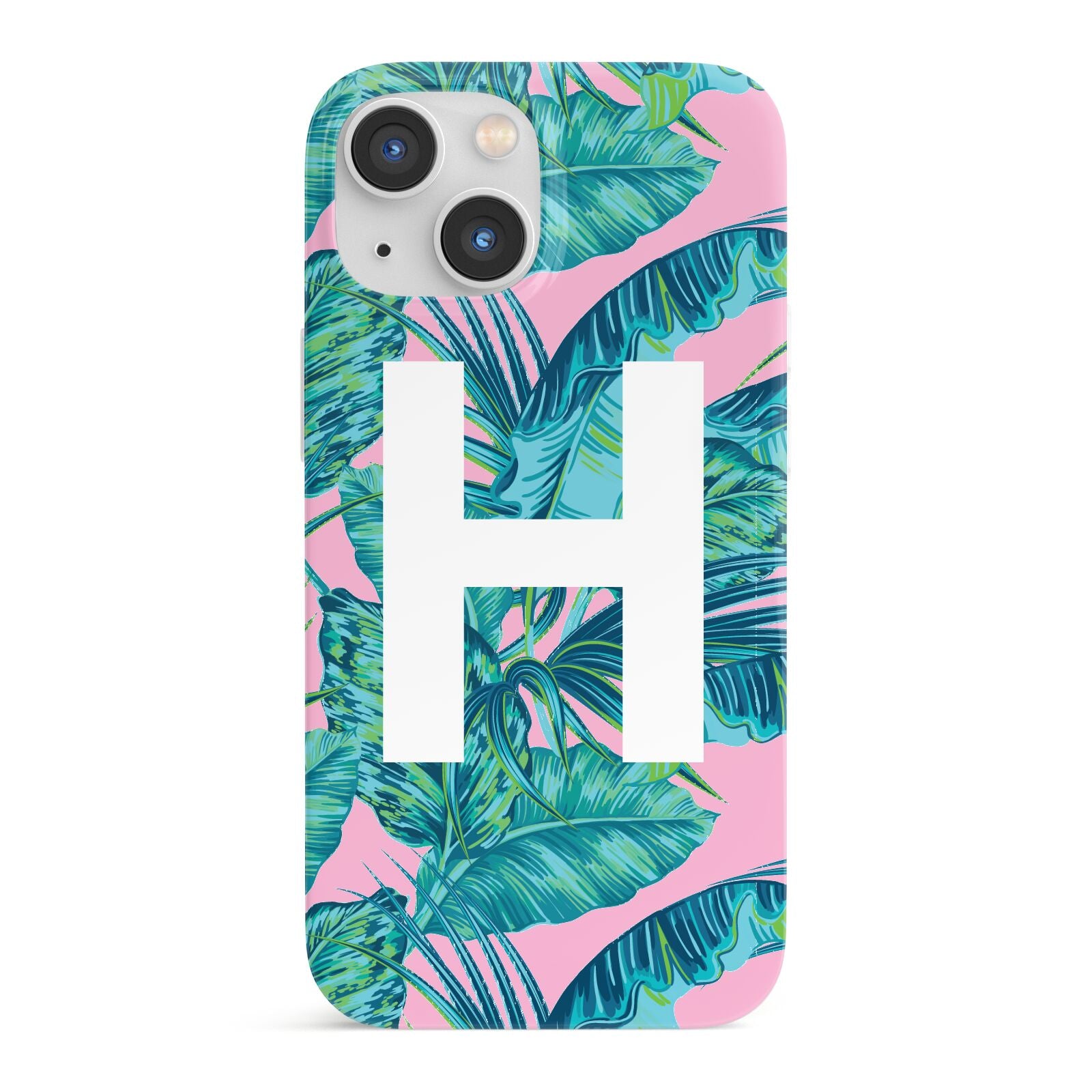 Personalised Tropical Pink and Green iPhone 13 Mini Full Wrap 3D Snap Case