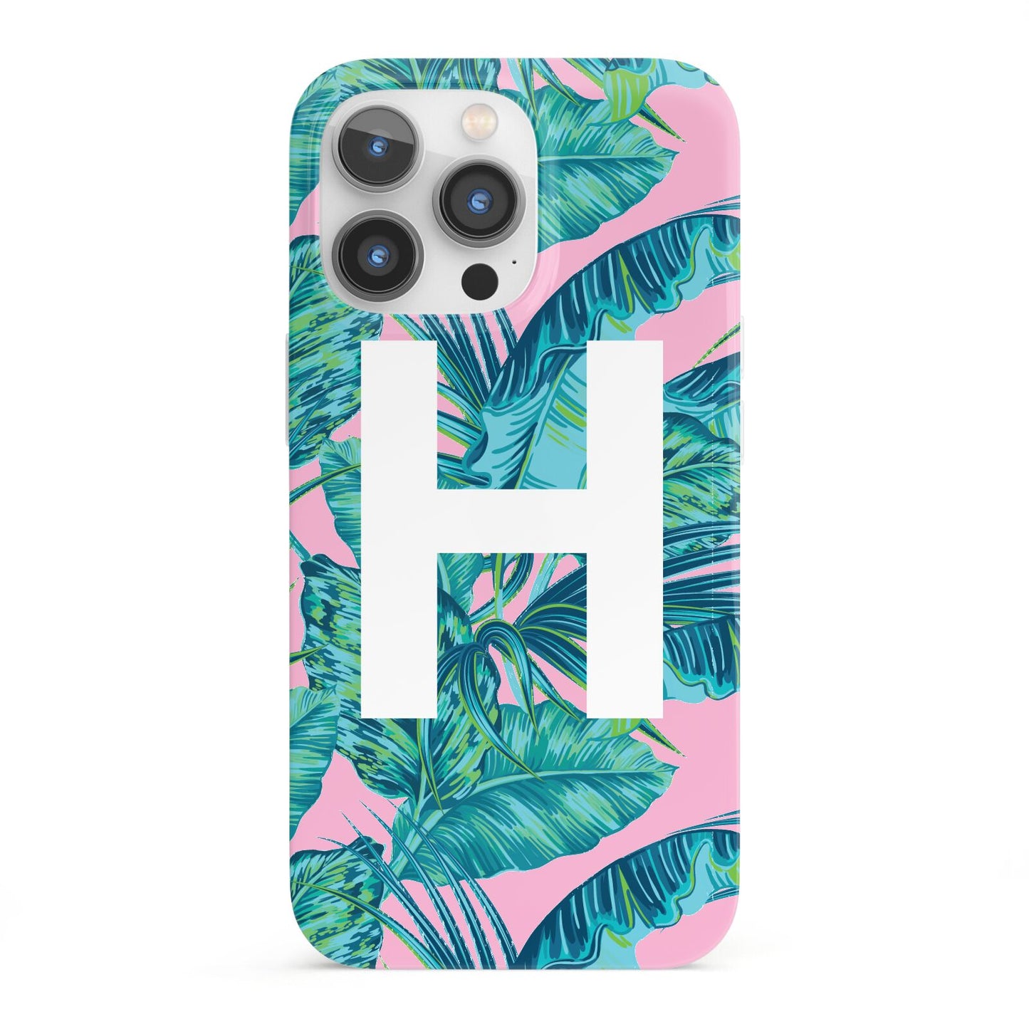 Personalised Tropical Pink and Green iPhone 13 Pro Full Wrap 3D Snap Case