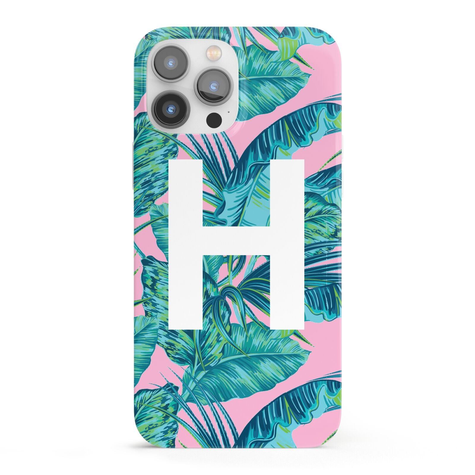 Personalised Tropical Pink and Green iPhone 13 Pro Max Full Wrap 3D Snap Case