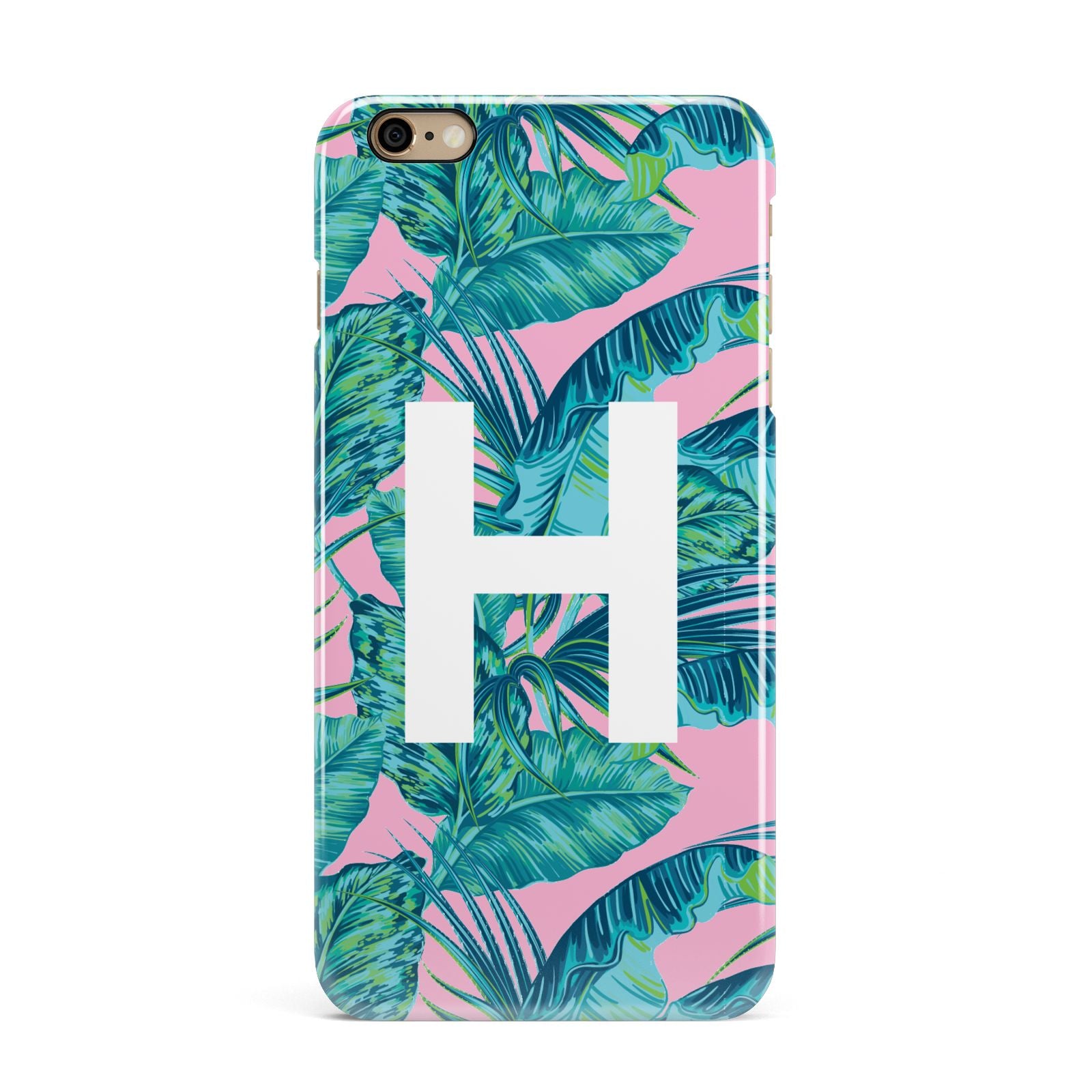 Personalised Tropical Pink and Green iPhone 6 Plus 3D Snap Case on Gold Phone