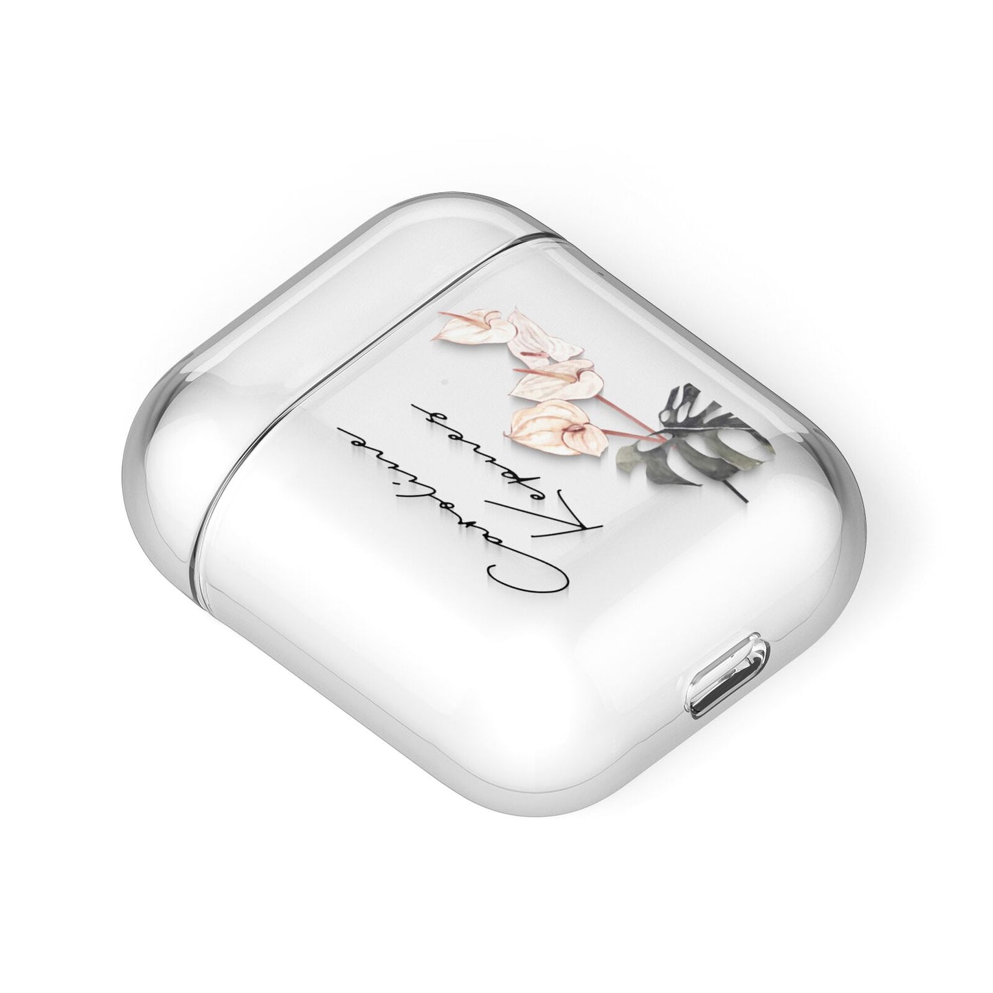 Personalised Tropical Plant AirPods Case Laid Flat