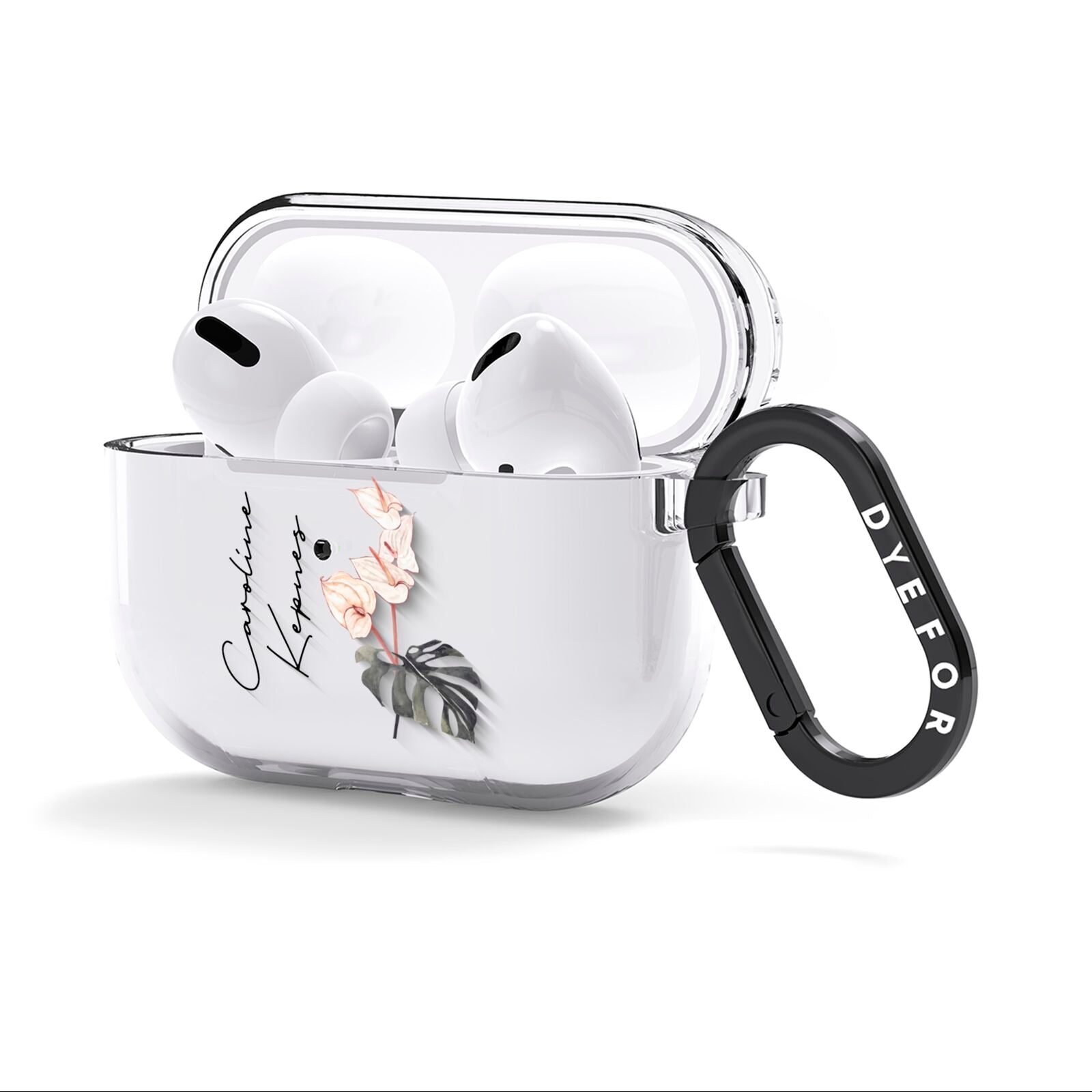 Personalised Tropical Plant AirPods Clear Case 3rd Gen Side Image