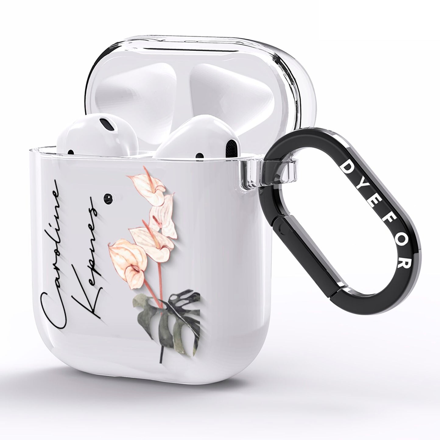 Personalised Tropical Plant AirPods Clear Case Side Image