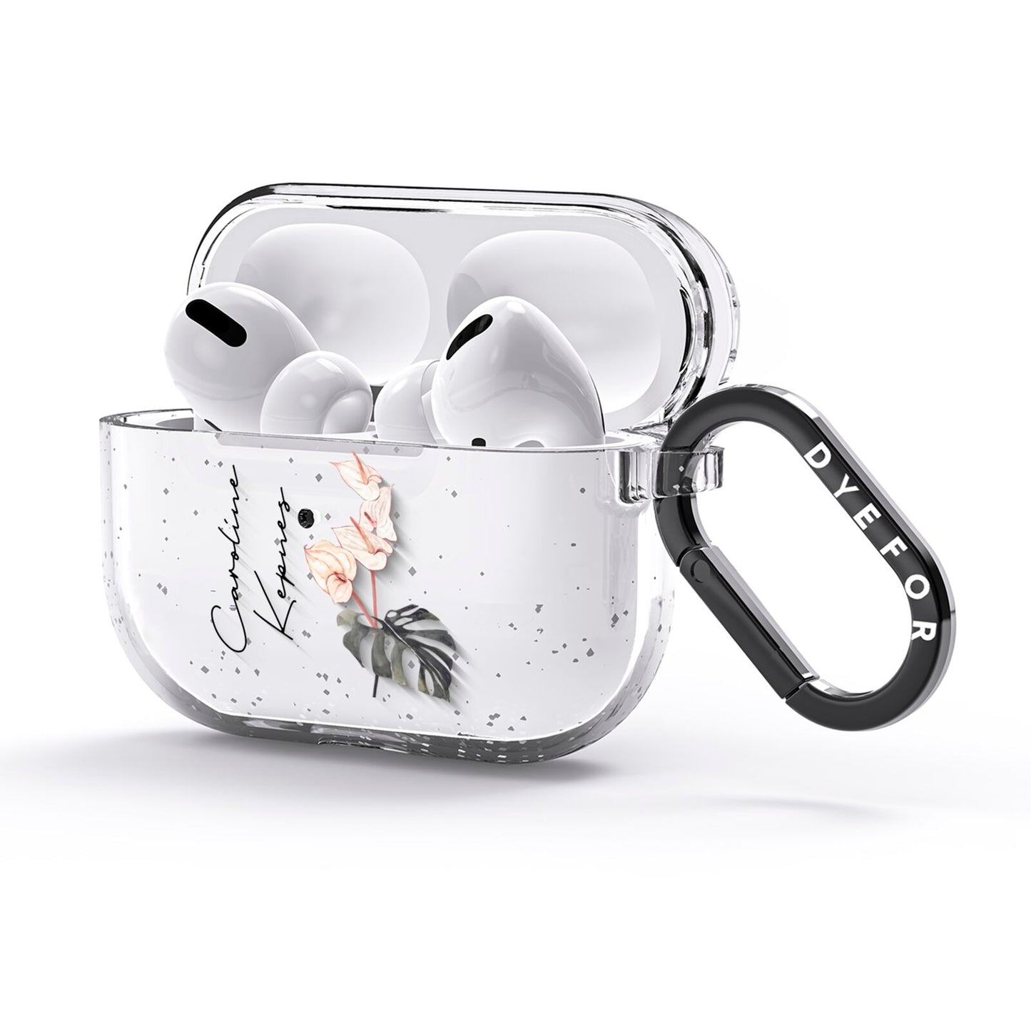 Personalised Tropical Plant AirPods Glitter Case 3rd Gen Side Image