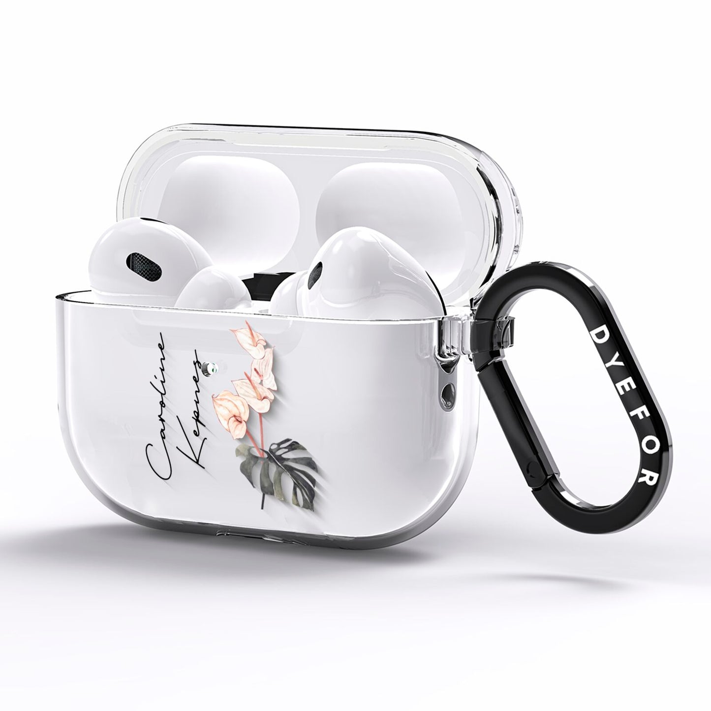 Personalised Tropical Plant AirPods Pro Clear Case Side Image