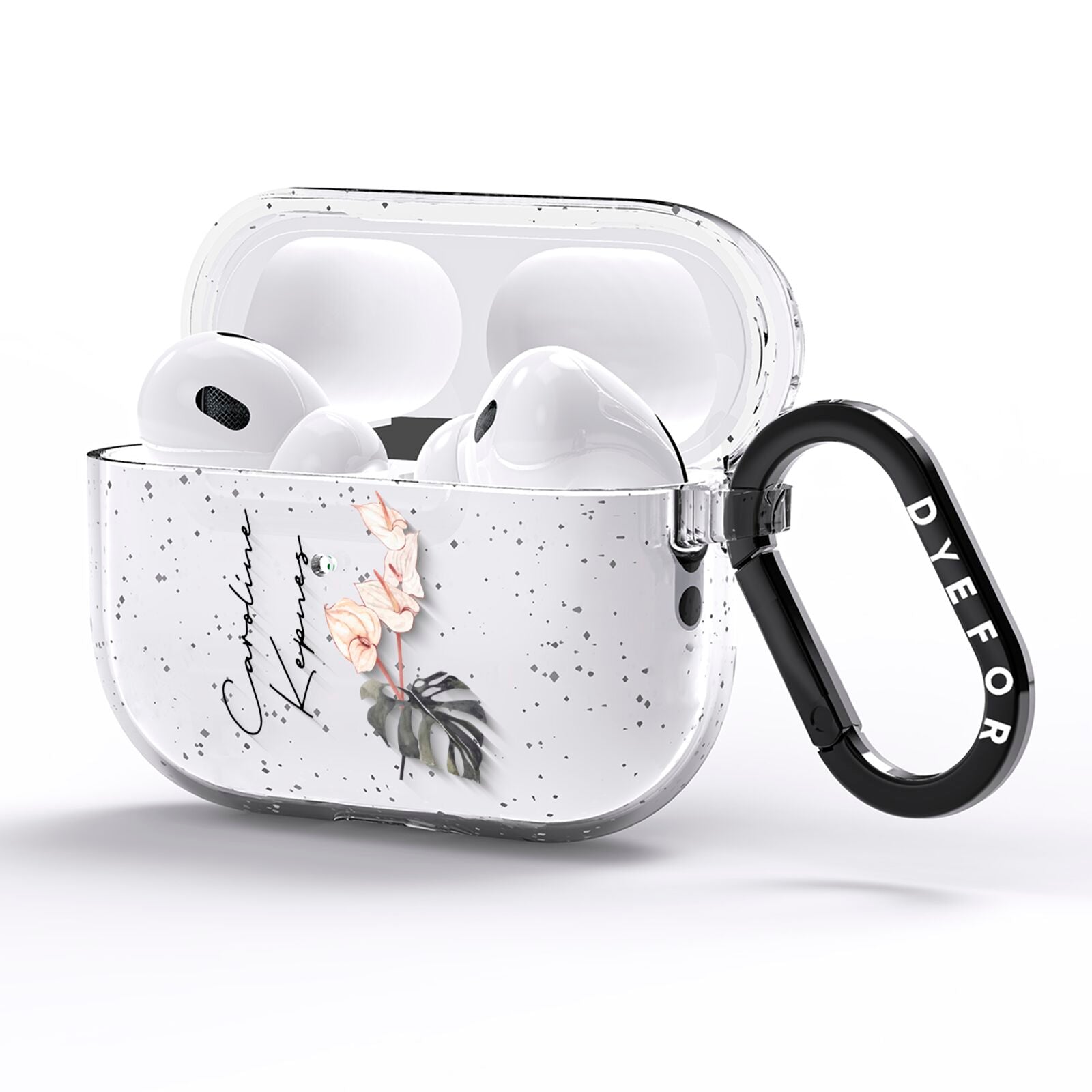 Personalised Tropical Plant AirPods Pro Glitter Case Side Image