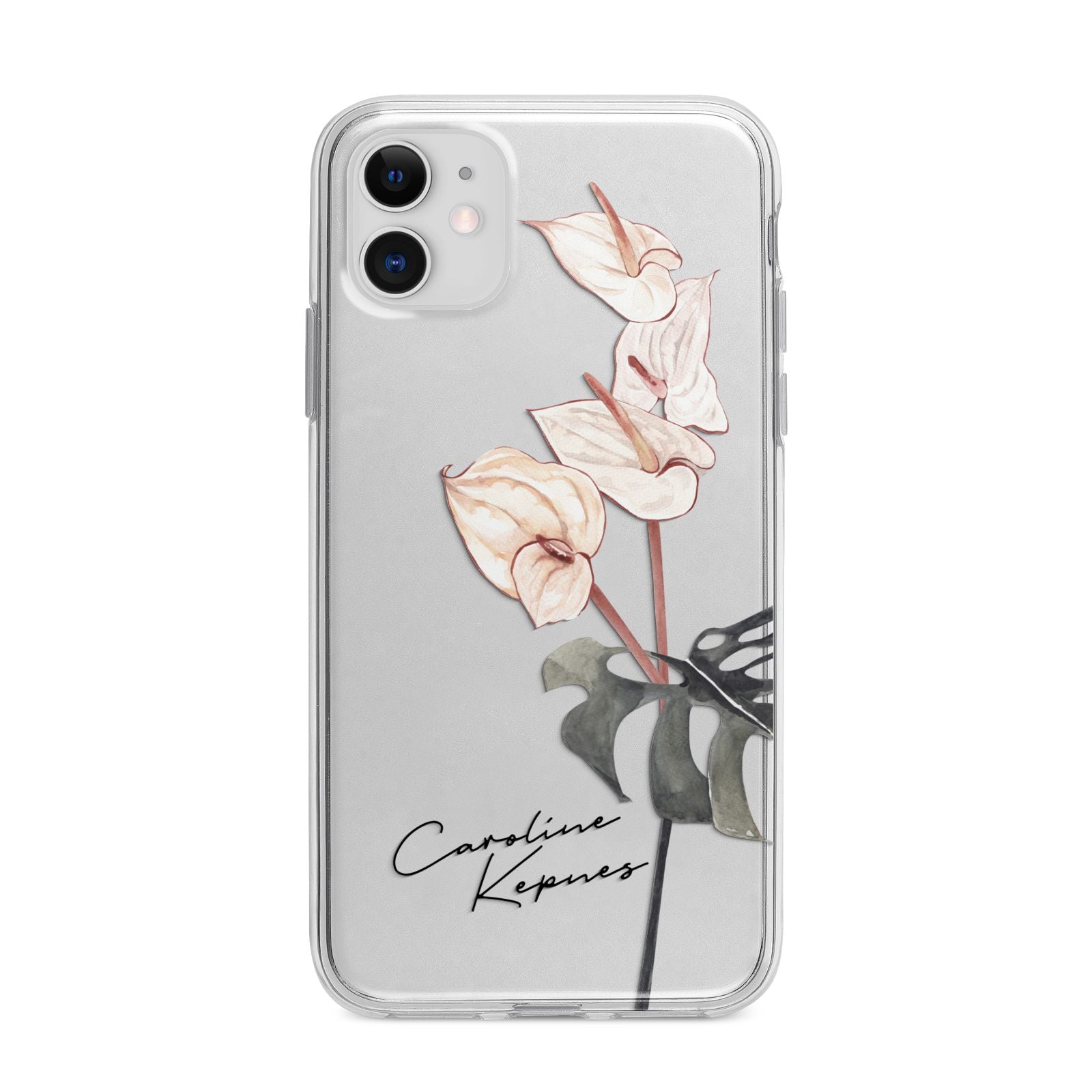 Personalised Tropical Plant Apple iPhone 11 in White with Bumper Case