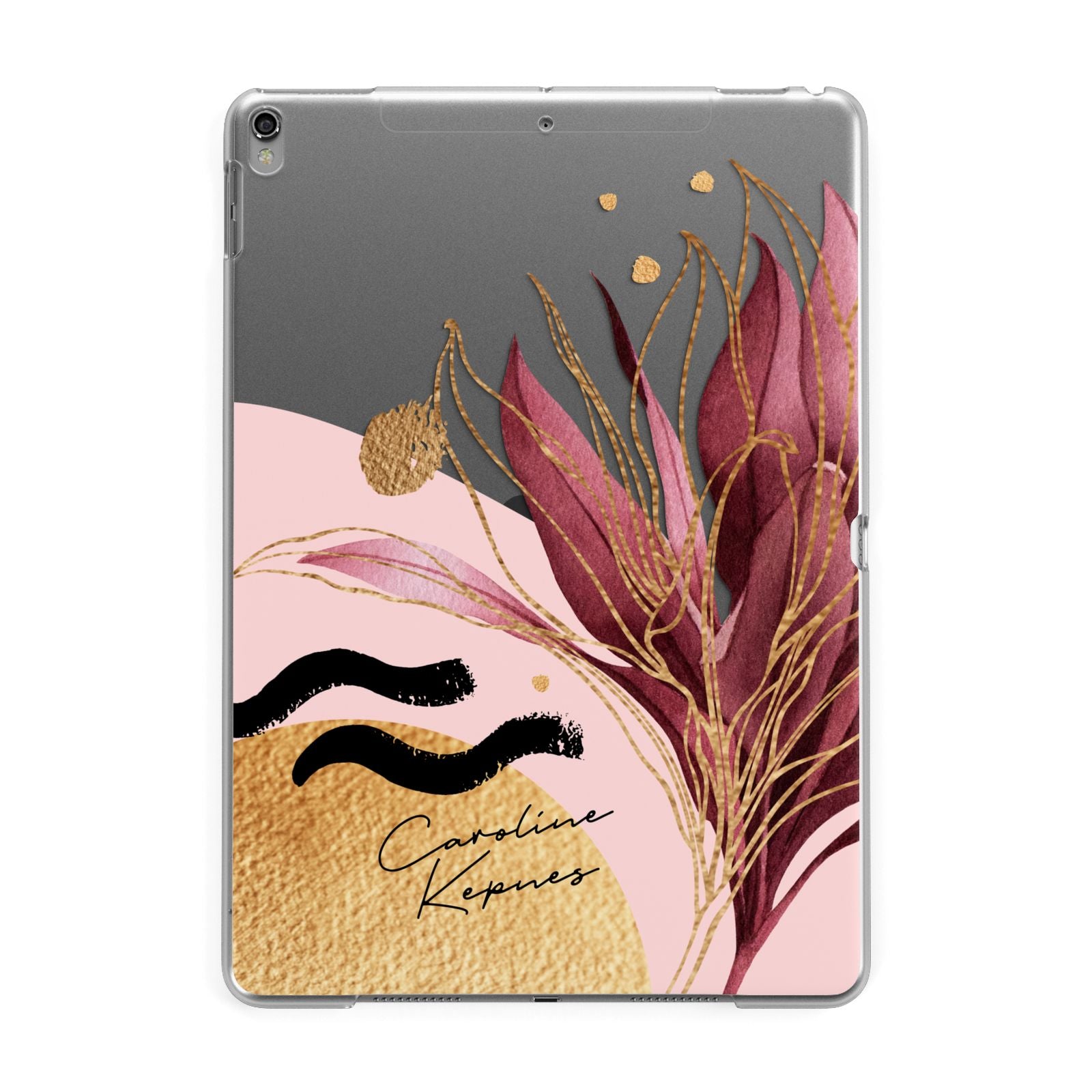 Personalised Tropical Red Leaf Apple iPad Grey Case