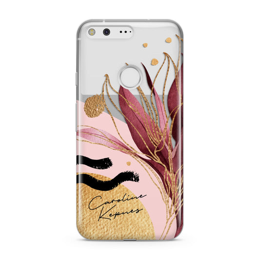 Personalised Tropical Red Leaf Google Pixel Case