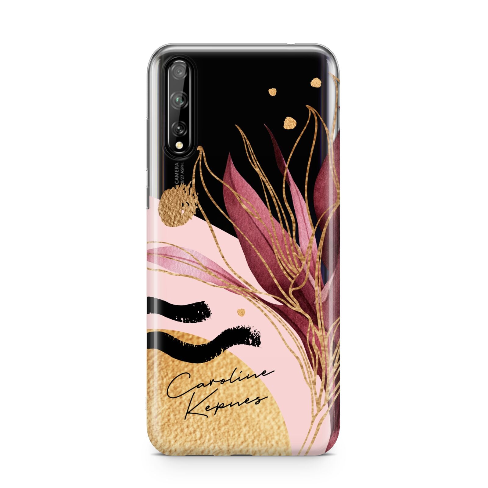 Personalised Tropical Red Leaf Huawei Enjoy 10s Phone Case