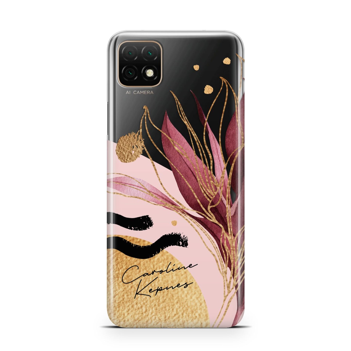 Personalised Tropical Red Leaf Huawei Enjoy 20 Phone Case