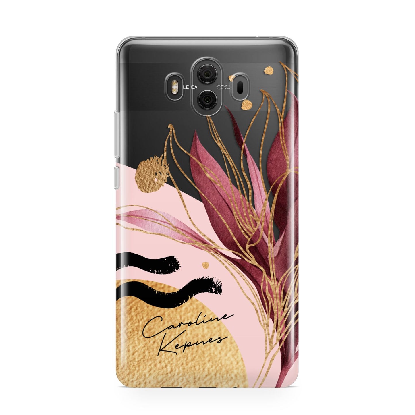 Personalised Tropical Red Leaf Huawei Mate 10 Protective Phone Case