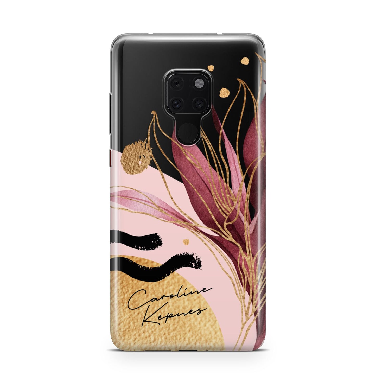 Personalised Tropical Red Leaf Huawei Mate 20 Phone Case