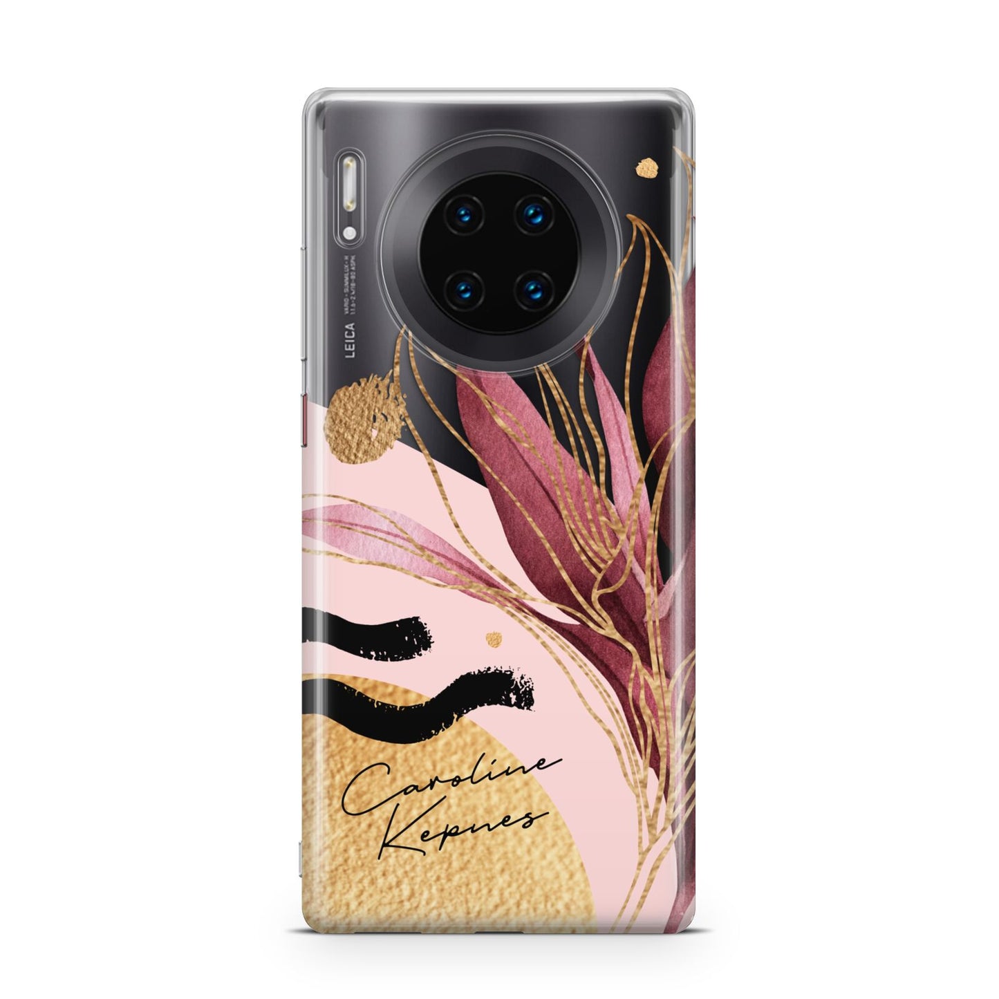 Personalised Tropical Red Leaf Huawei Mate 30 Pro Phone Case