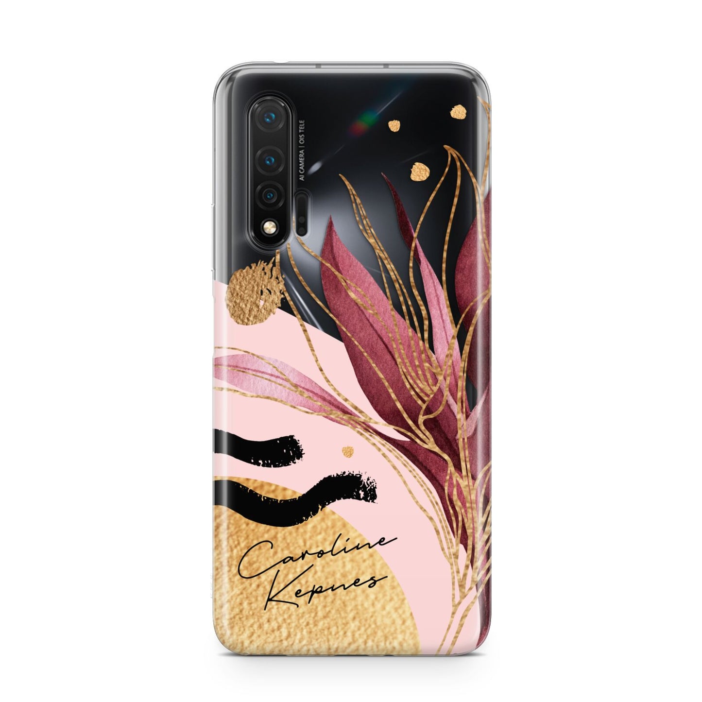 Personalised Tropical Red Leaf Huawei Nova 6 Phone Case