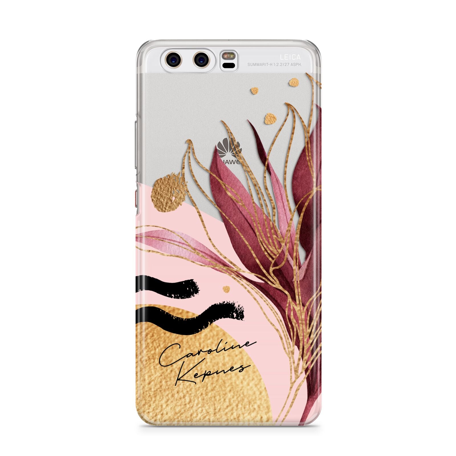 Personalised Tropical Red Leaf Huawei P10 Phone Case