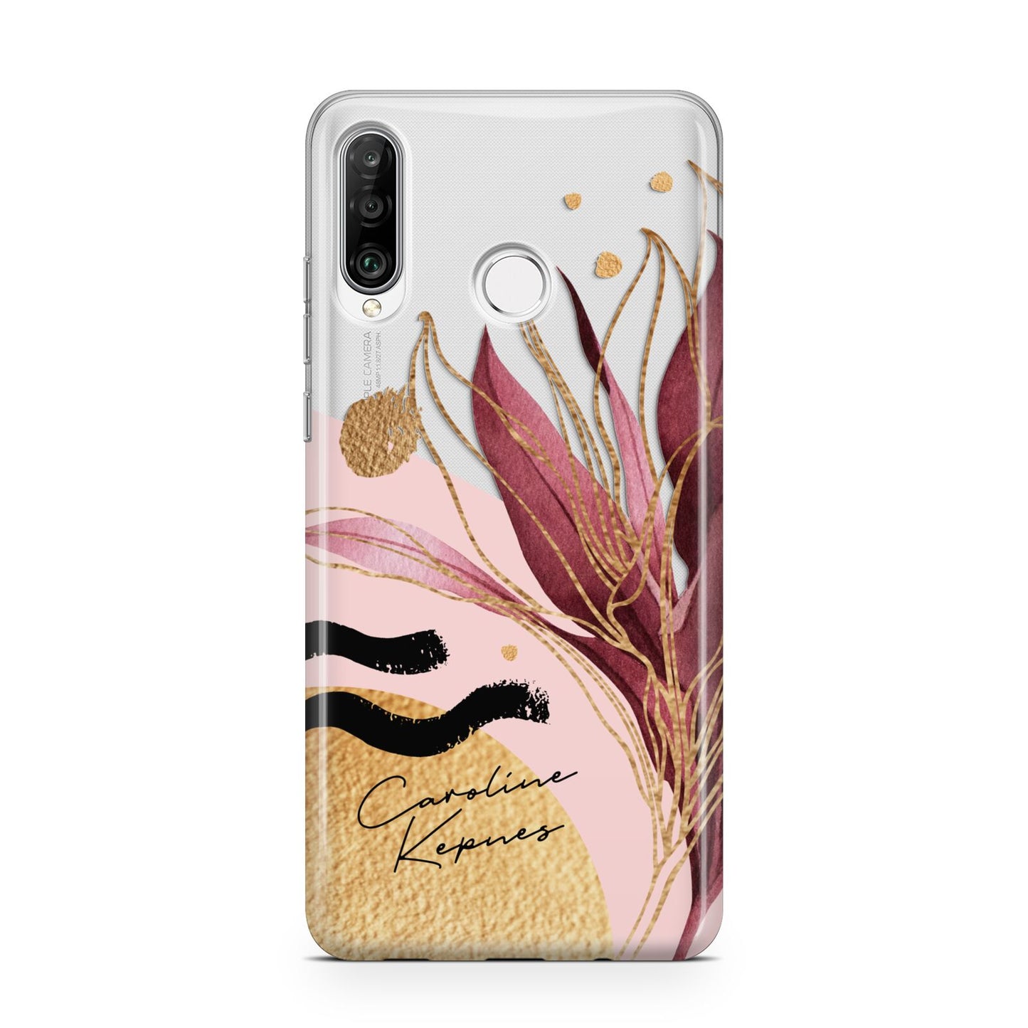 Personalised Tropical Red Leaf Huawei P30 Lite Phone Case