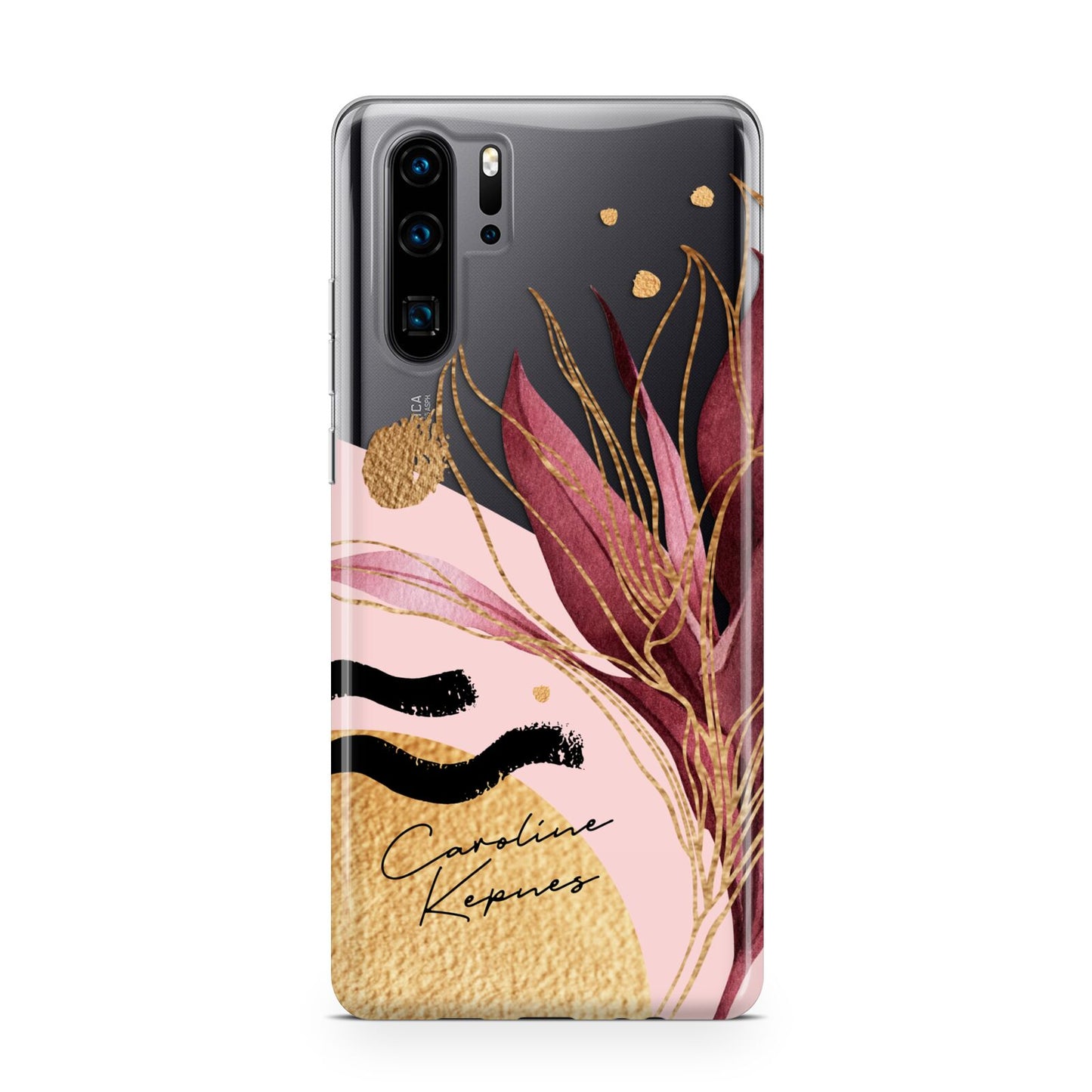 Personalised Tropical Red Leaf Huawei P30 Pro Phone Case