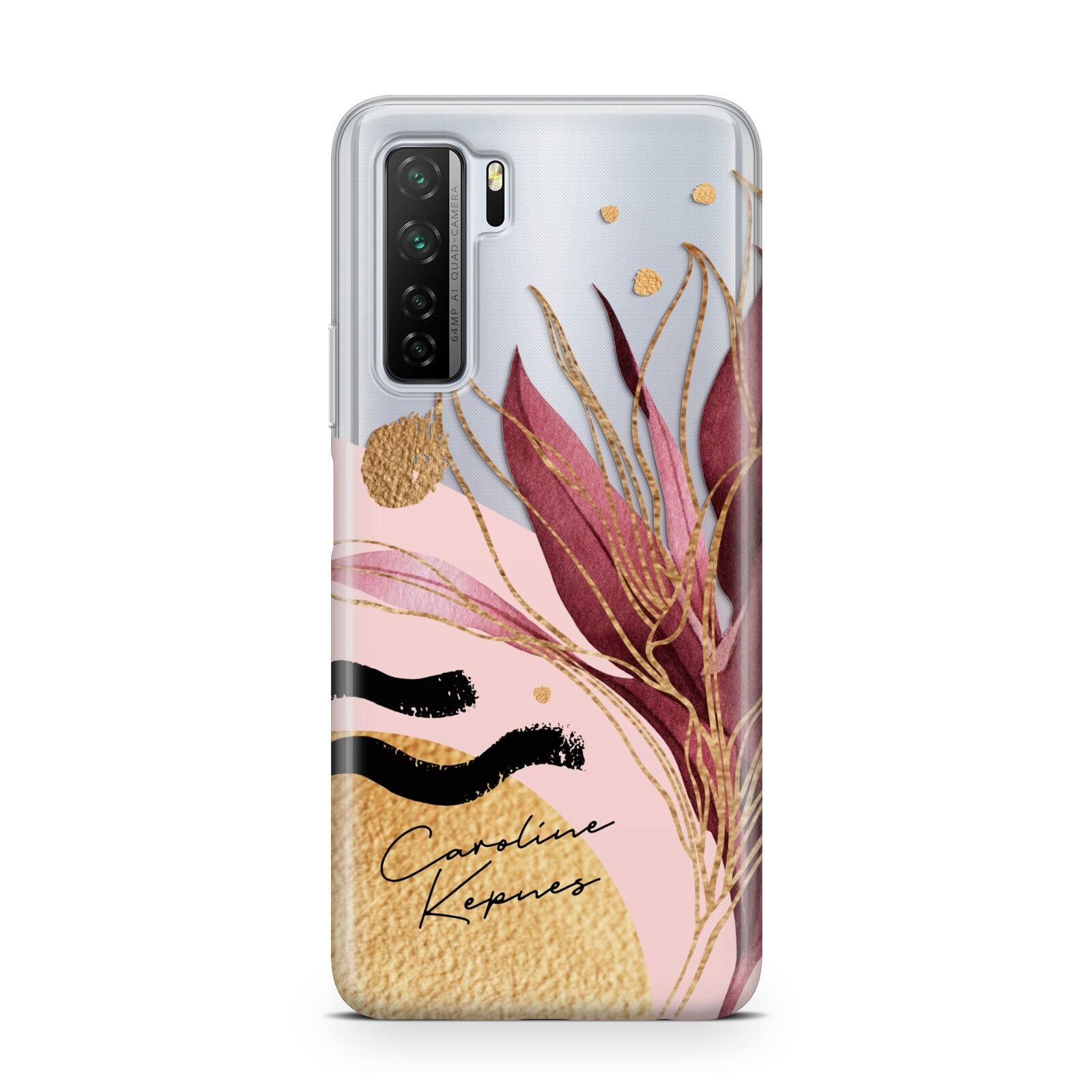 Personalised Tropical Red Leaf Huawei P40 Lite 5G Phone Case