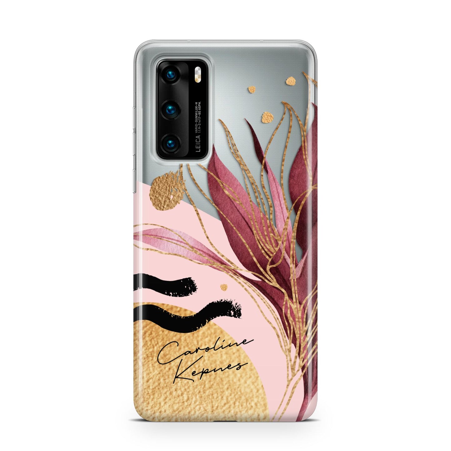 Personalised Tropical Red Leaf Huawei P40 Phone Case