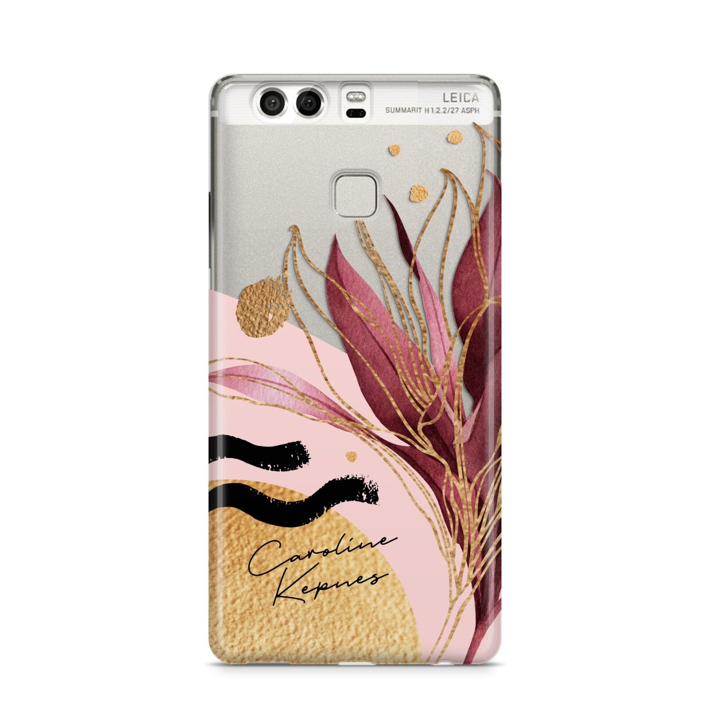 Personalised Tropical Red Leaf Huawei P9 Case