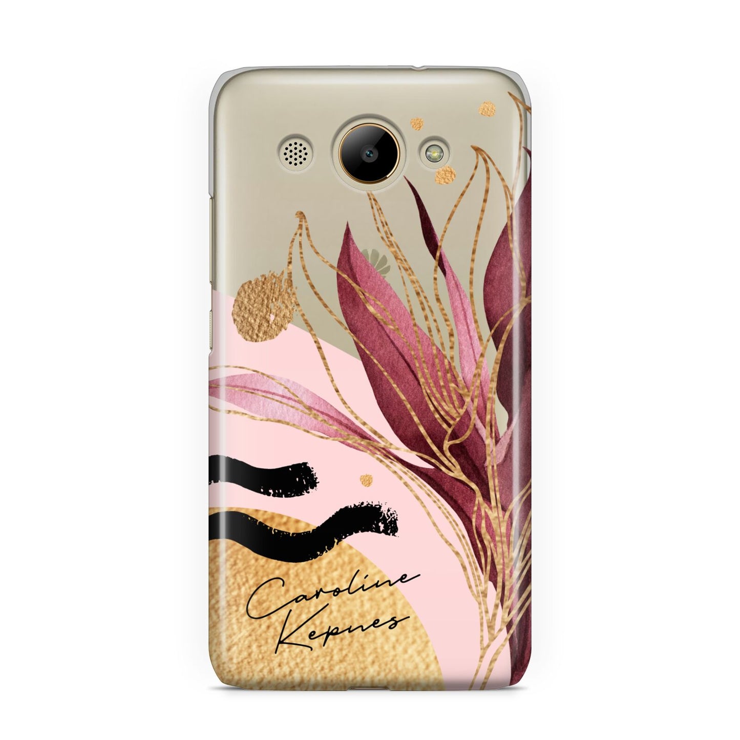 Personalised Tropical Red Leaf Huawei Y3 2017