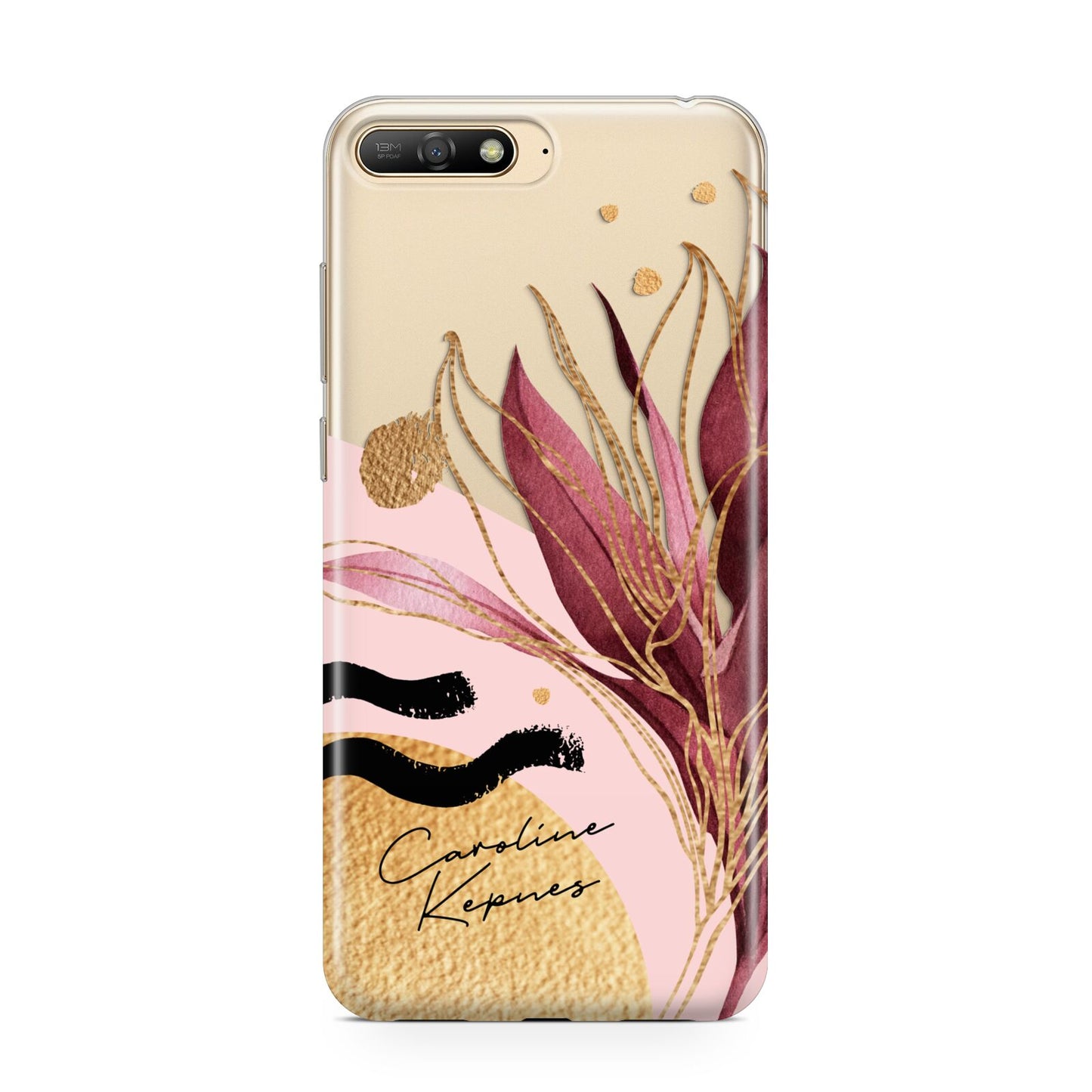 Personalised Tropical Red Leaf Huawei Y6 2018