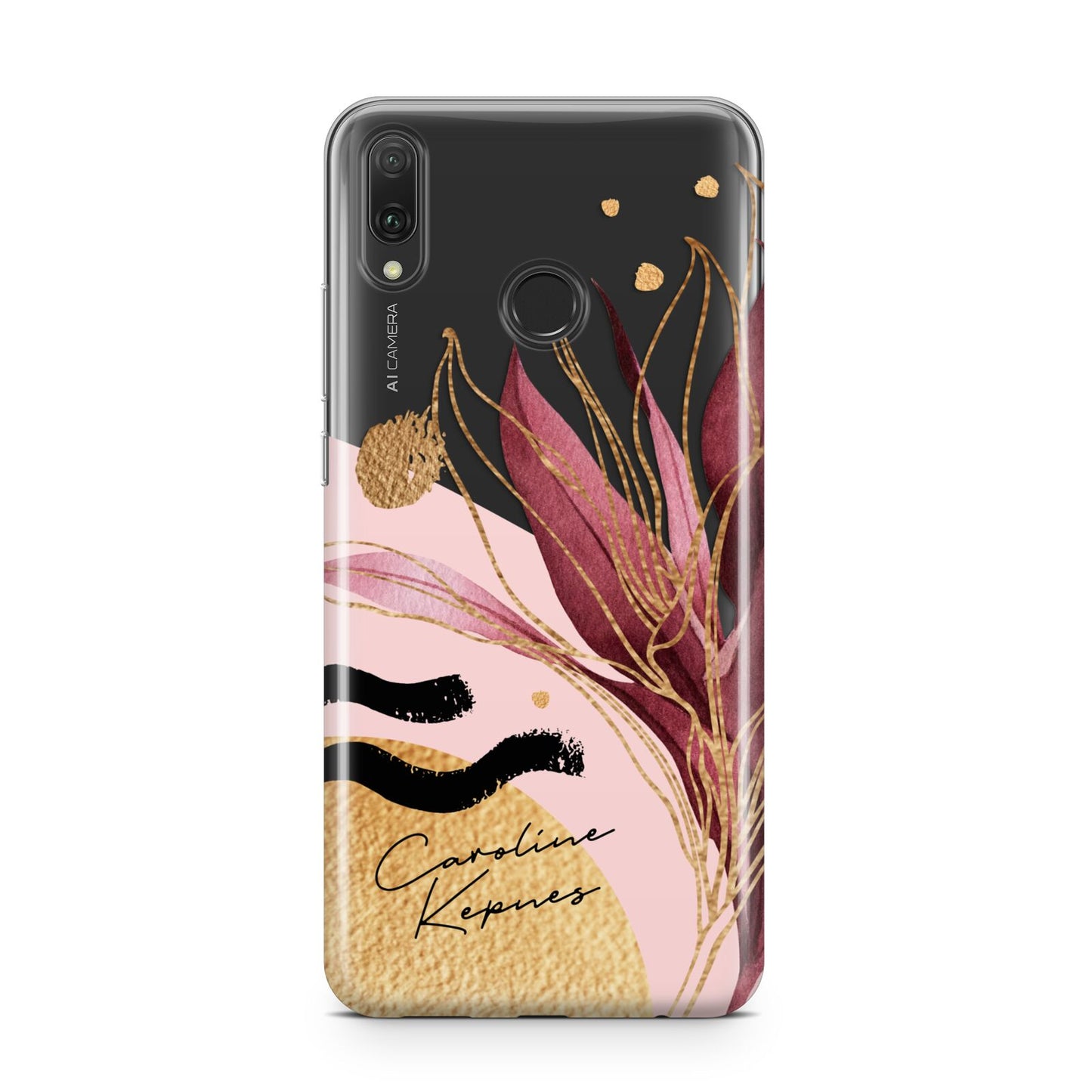 Personalised Tropical Red Leaf Huawei Y9 2019