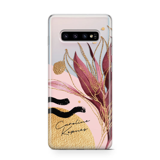 Personalised Tropical Red Leaf Protective Samsung Galaxy Case