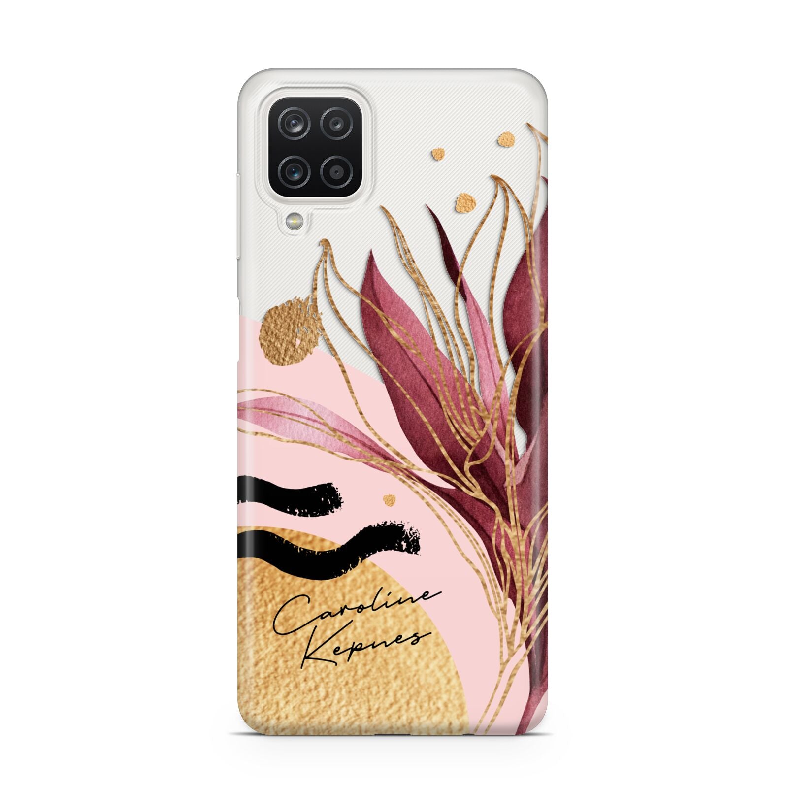 Personalised Tropical Red Leaf Samsung A12 Case