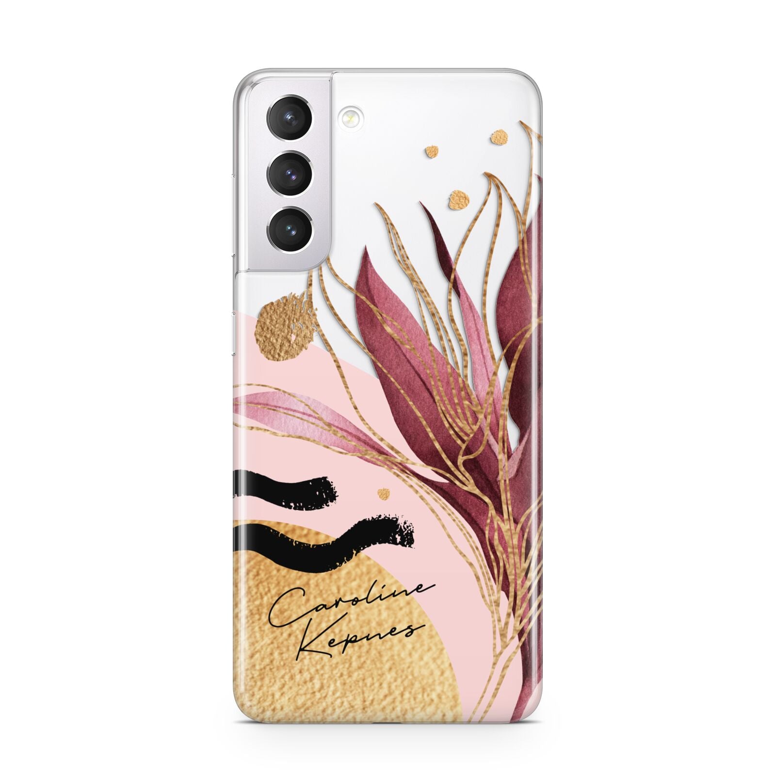 Personalised Tropical Red Leaf Samsung S21 Case